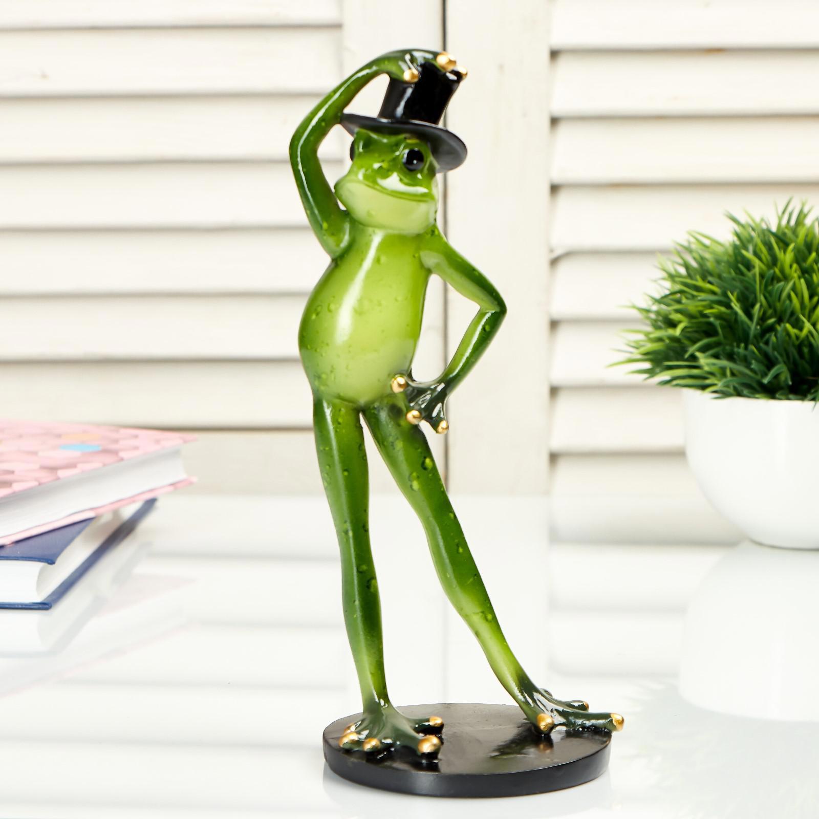 Изображение товара Лягуха в шляпе-цилиндре — декоративная фигура, 20,5х8х8,5 см