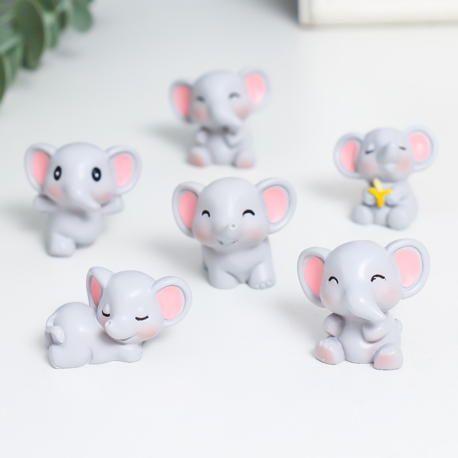 Изображение товара Сувенир интерьерный "Милые слоники" набор 6 шт. 2.9x3.2x2.4 см