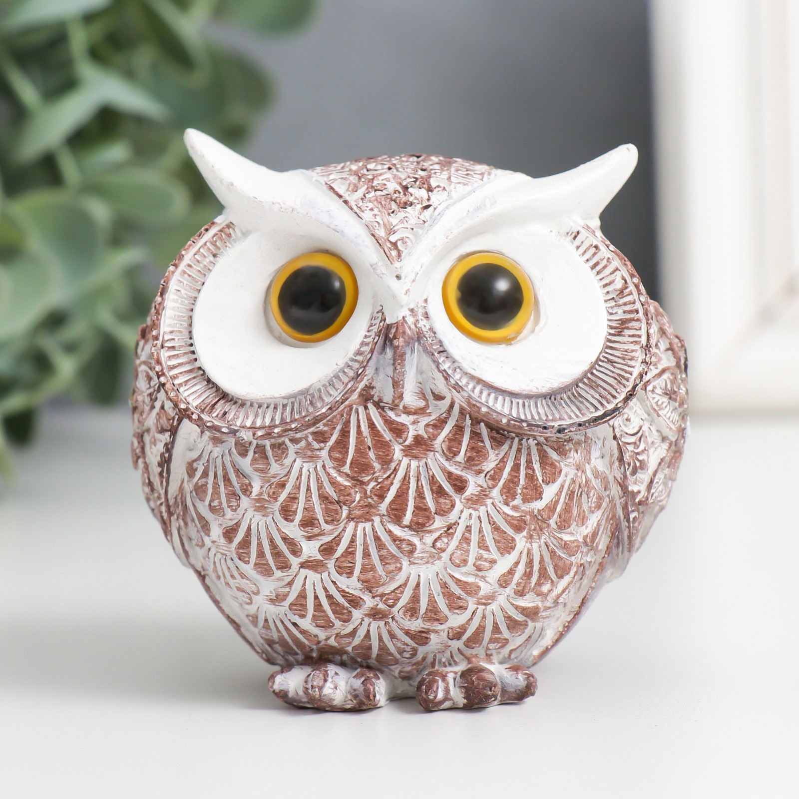 Изображение товара Сувенир интерьерный "Совёнок Пухлик" беж с узорами 7x8x4 см