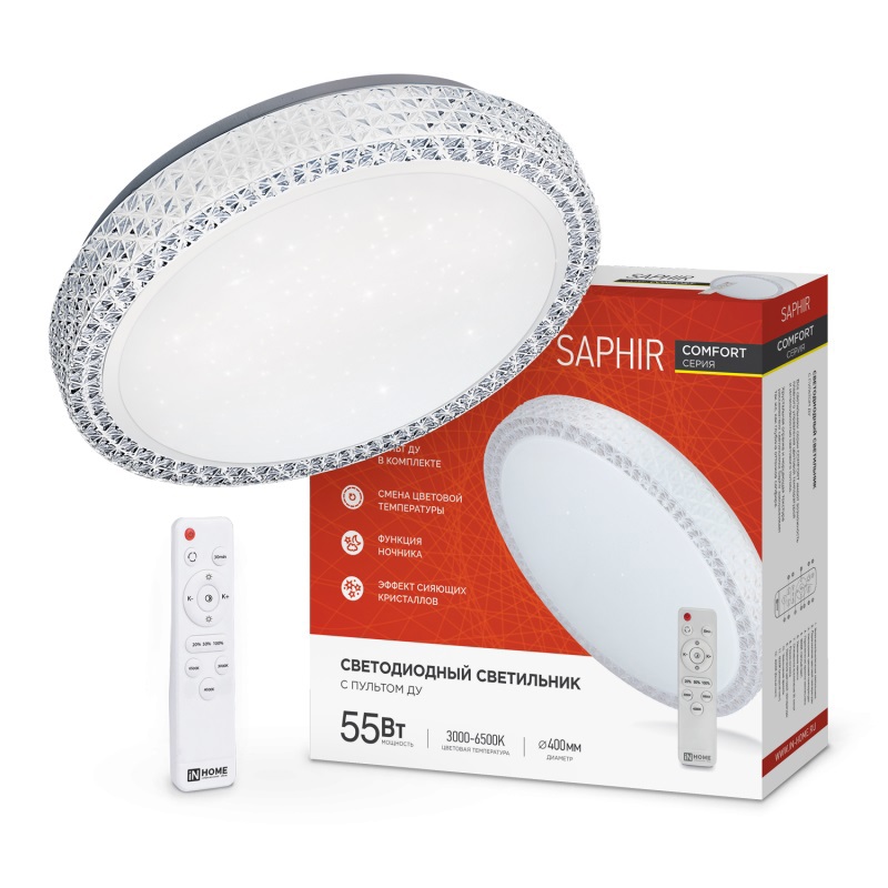 Изображение товара Светильник ЖКХ светодиодный IN HOME 4690612034850 55 Вт IP40 цвет белый, накладной