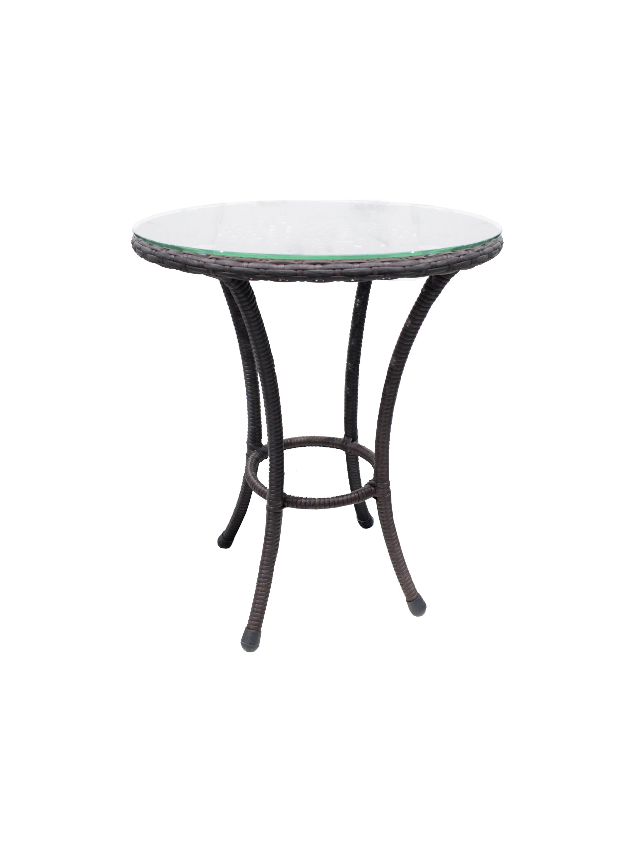 Изображение товара Нераздвижной садовый стол Aiko DECO 60 см коричневого цвета из стали с закаленным стеклом