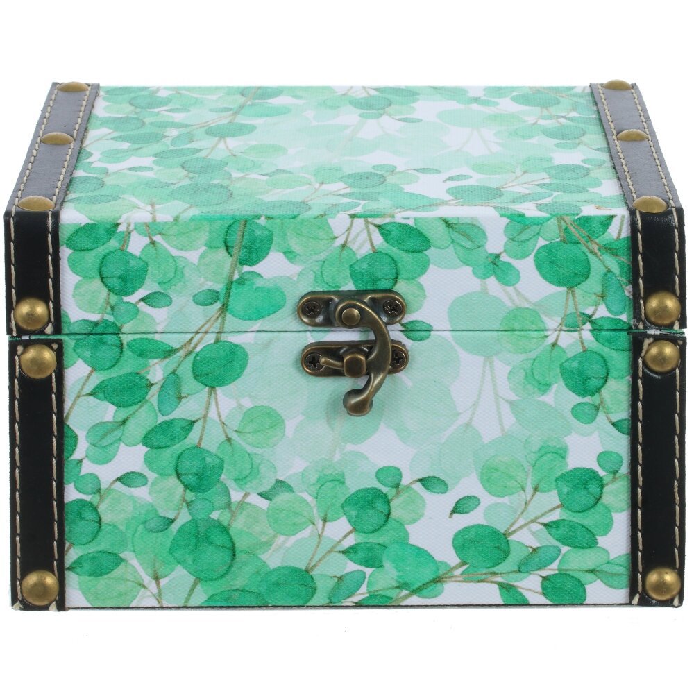 Изображение товара Шкатулка Сундук 17x13x11 см — декоративная с замком, зелёная