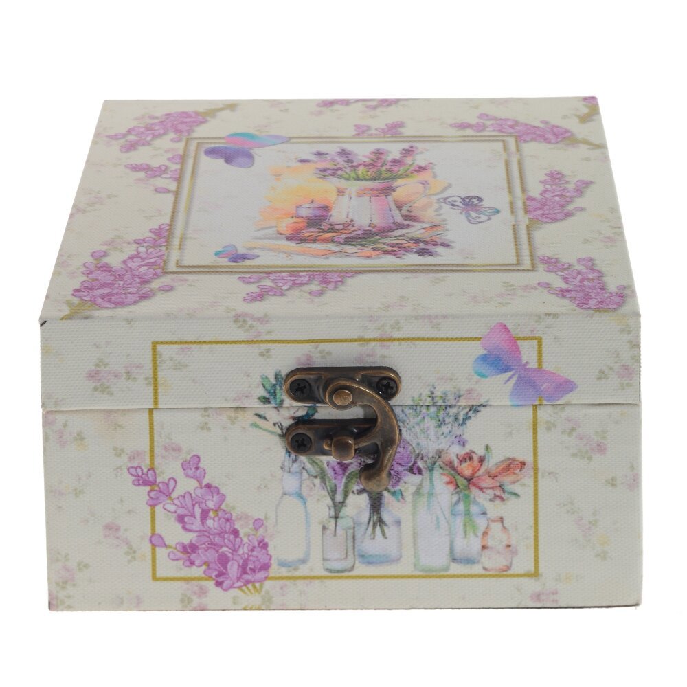 Изображение товара Шкатулка квадратная 14x14x8.5 см с замком-фиксатором, Фиолетовая