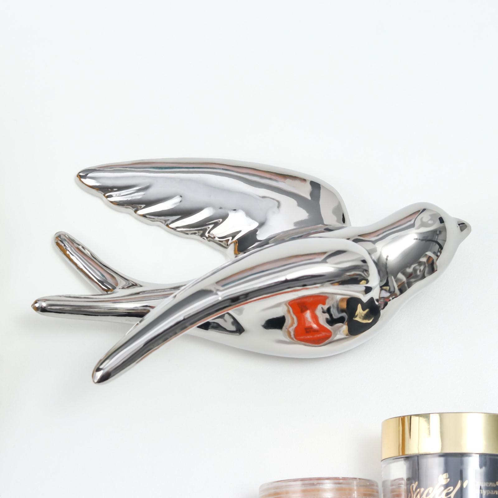 Изображение товара Декор настенный панно Серебристая ласточка 8.5x10x17 см