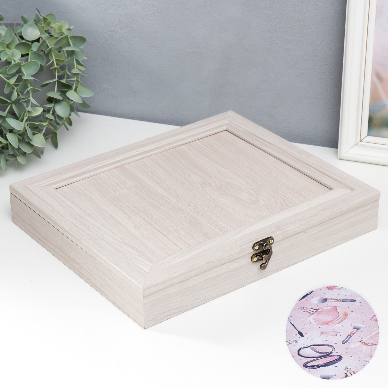 Изображение товара Шкатулка с картинкой внутри Молочный дуб 31x26.5x5 см 1 мод.