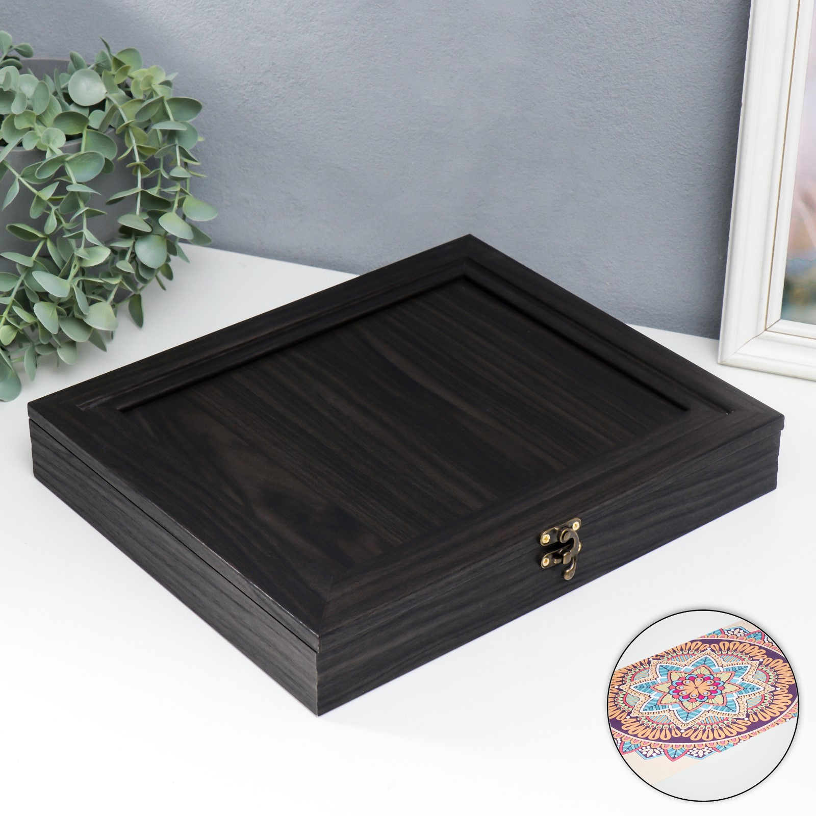 Изображение товара Шкатулка с картинкой внутри Венге 31x26.5x5 см 1 мод.