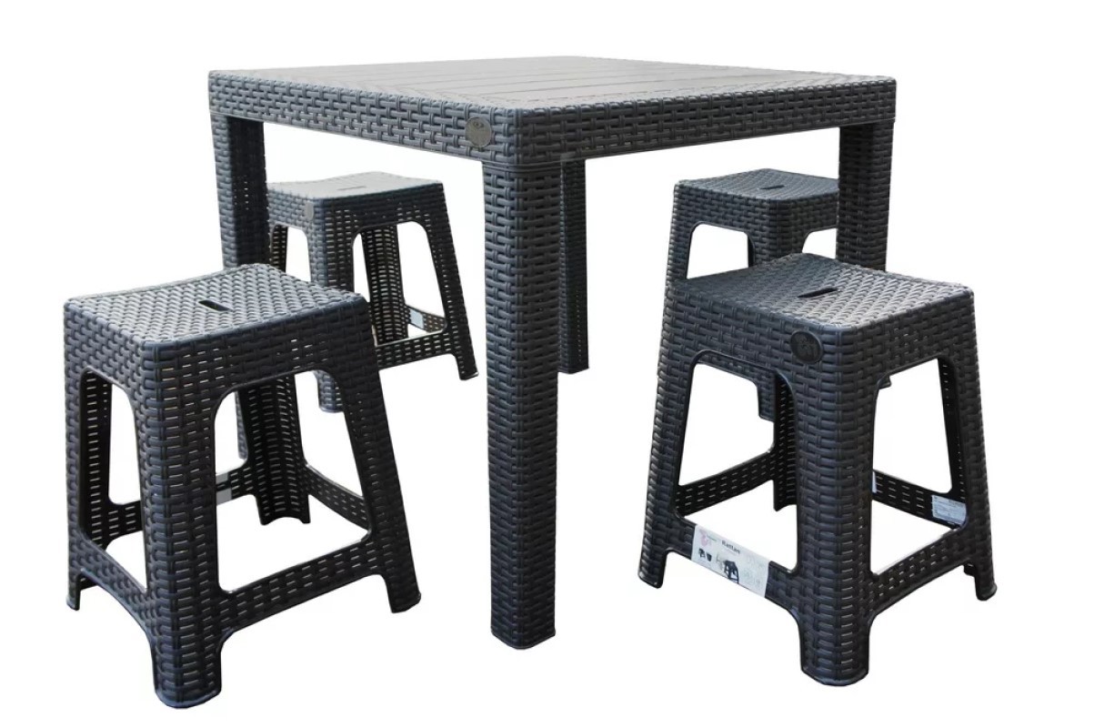 Изображение товара Садовый стол Plast team Rattan 79 см x 85 см x 70 см коричневый