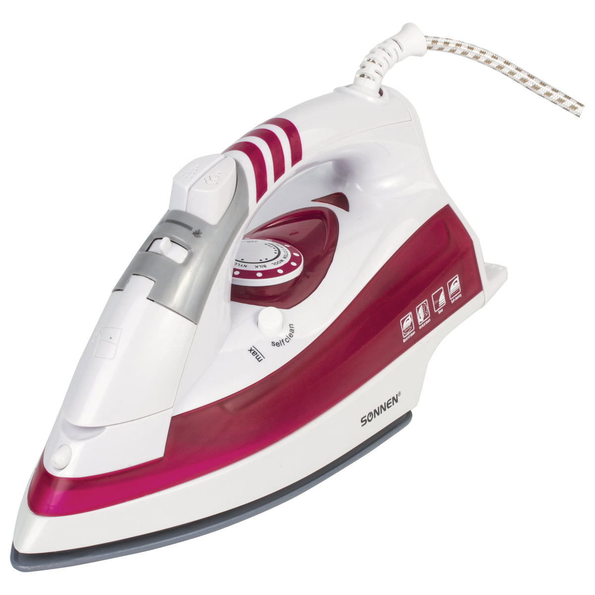 Изображение товара Утюг Sonnen Si-218 бордовый мощный керамическая подошва и паровые функции
