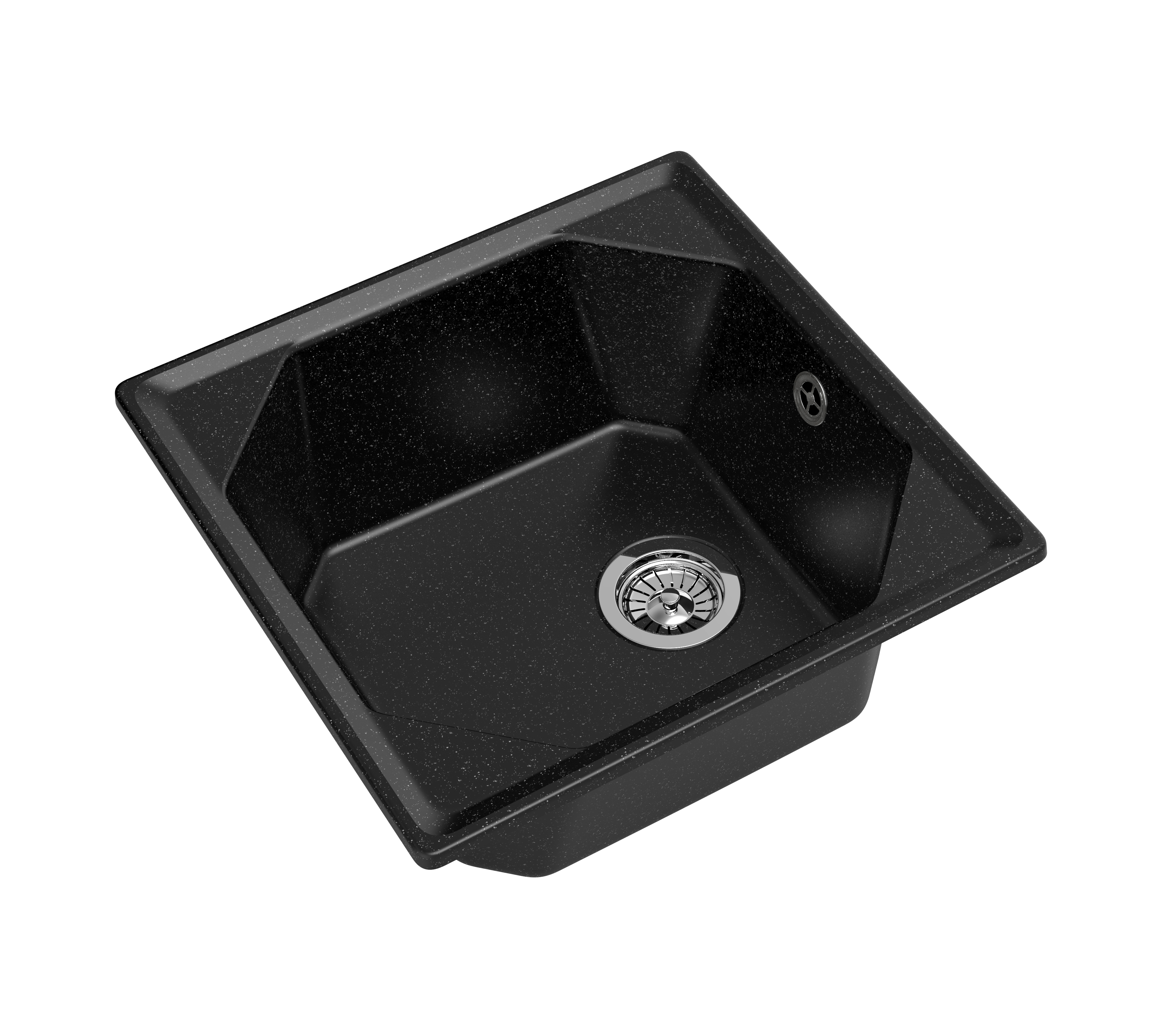 Изображение товара Мойка кухонная GranFest Unique U-500 черная 50х50 см с сифоном