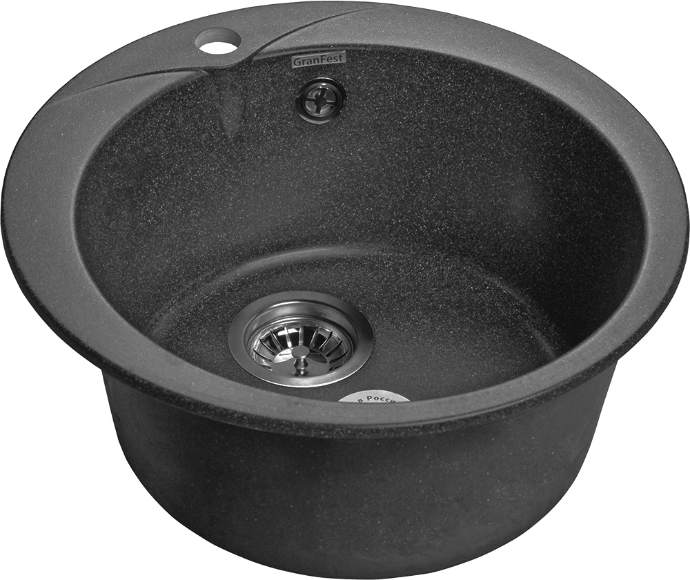 Изображение товара Кухонная мойка GranFest R-480 Rondo графит, 47,5х47,5 см, врезная, матовая