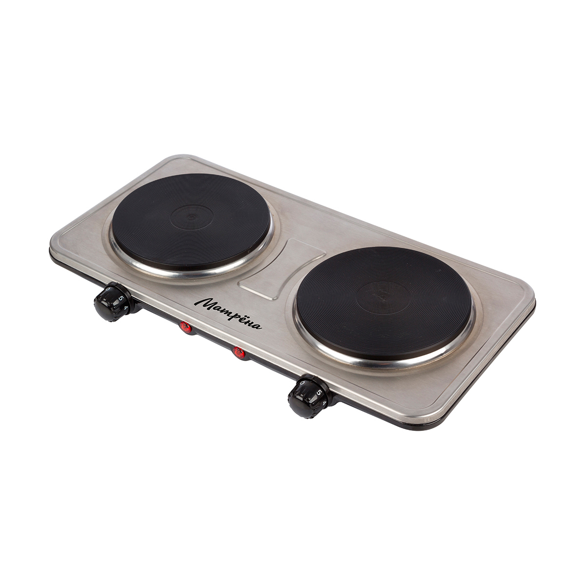 Изображение товара Электрическая настольная плита Матрёна 101248 2 конфорки 2000 Вт серебристая
