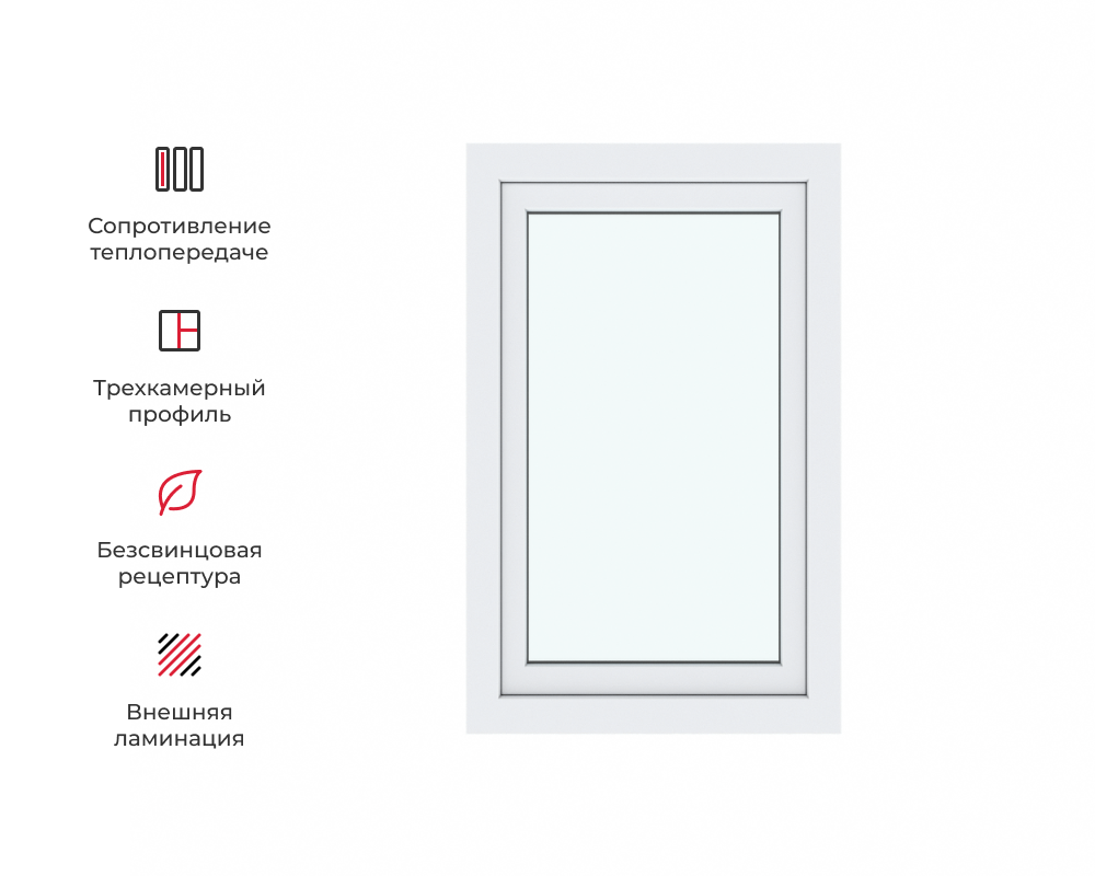 Изображение товара Окно ПВХ Амега пвх_644 110х70см однокамерный с наклоном внутрь цвет белый