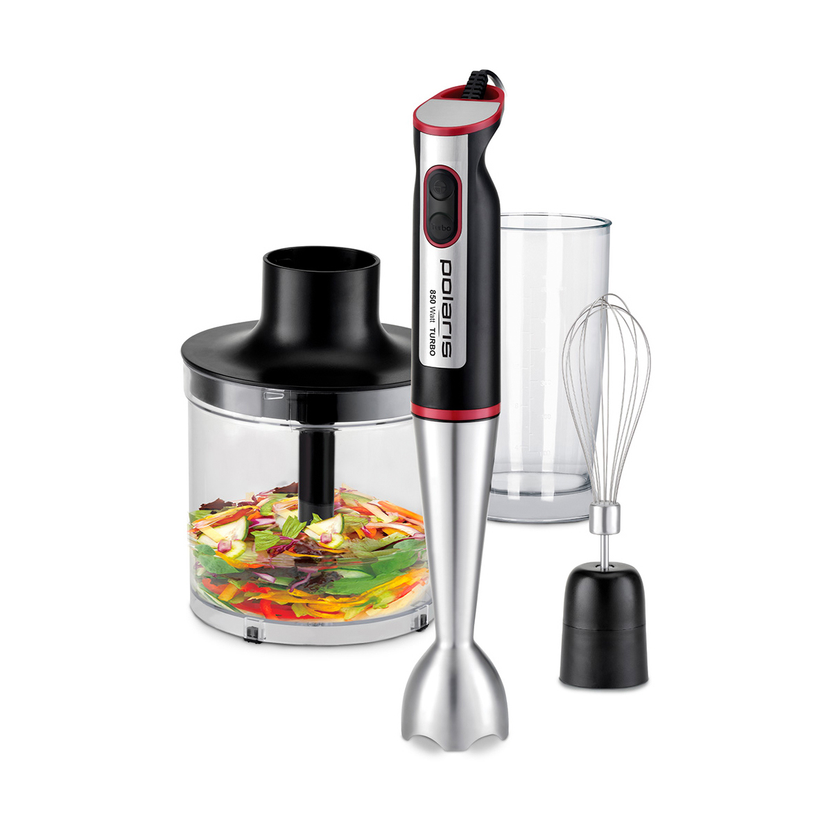 Изображение товара Погружной блендер Polaris 008111 мощностью 850 Вт 2 скорости серый