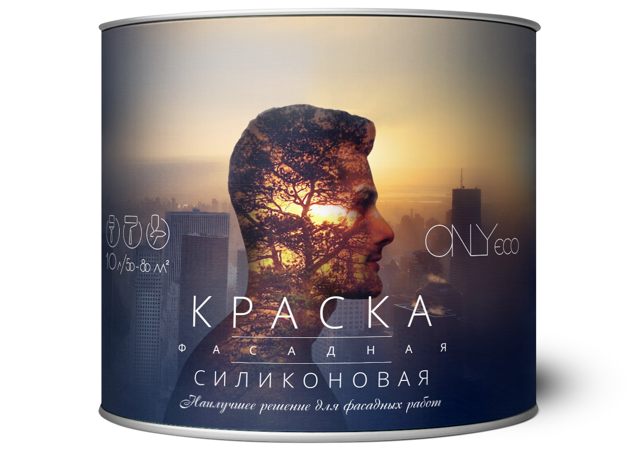 Изображение товара Фасадная краска ONLYECO силиконовая 10л белая премиум класса Изображение товара Фасадная краска ONLYECO силиконовая 10л белая премиум класса