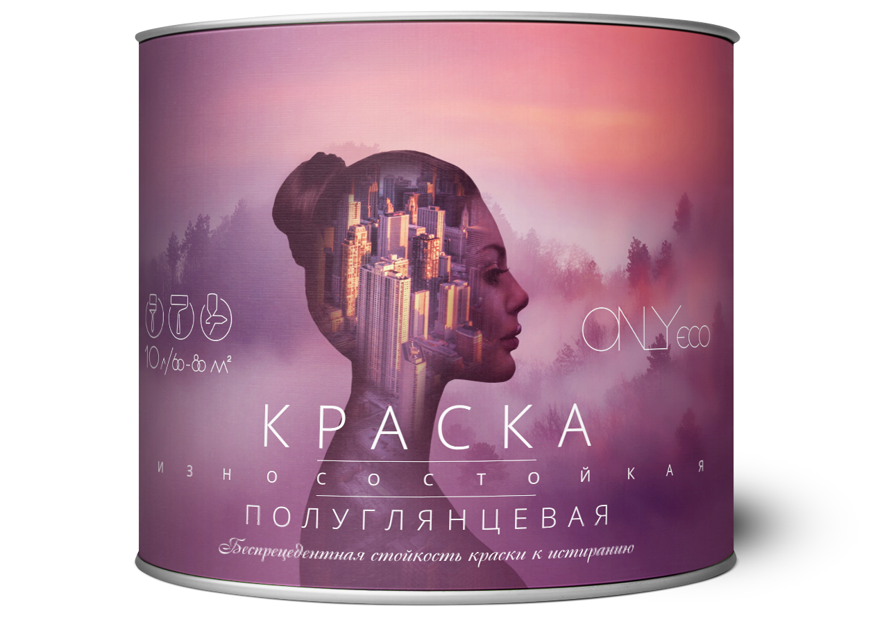 Изображение товара Краска интерьерная ONLYECO акриловая полуглянцевая 5 л для внутренних работ
