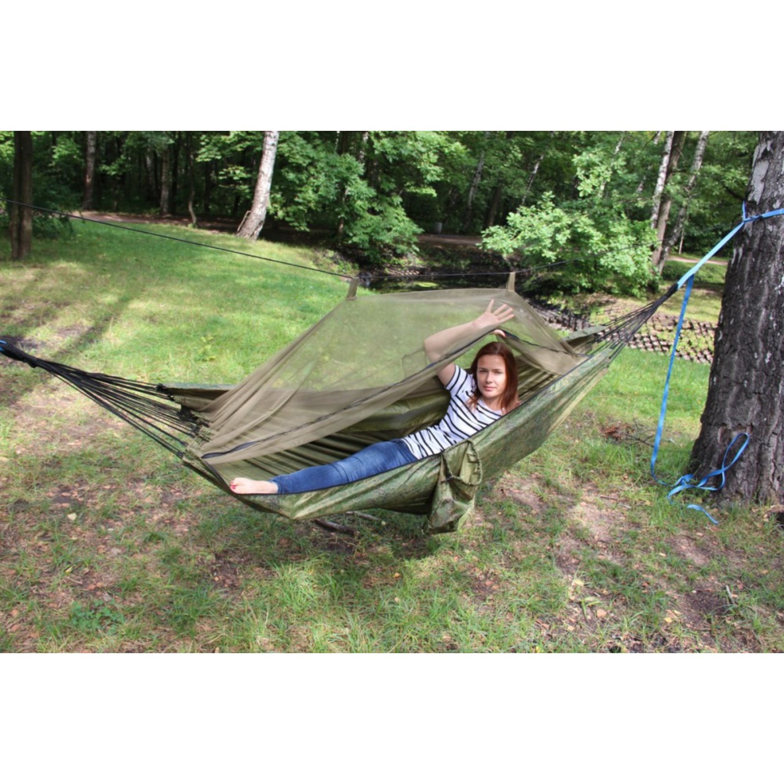 Изображение товара Гамак с москитной сеткой Simaland камуфляж RG-16 для отдыха на природе и в помещении