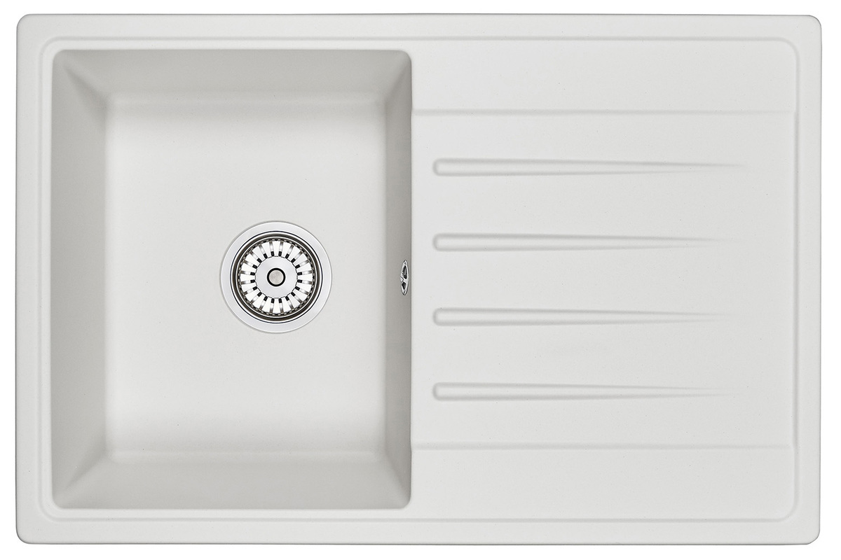 Изображение товара Мойка кухонная GRANULA кварцевая ST-7602 (Standart) белый врезная 76x50 см