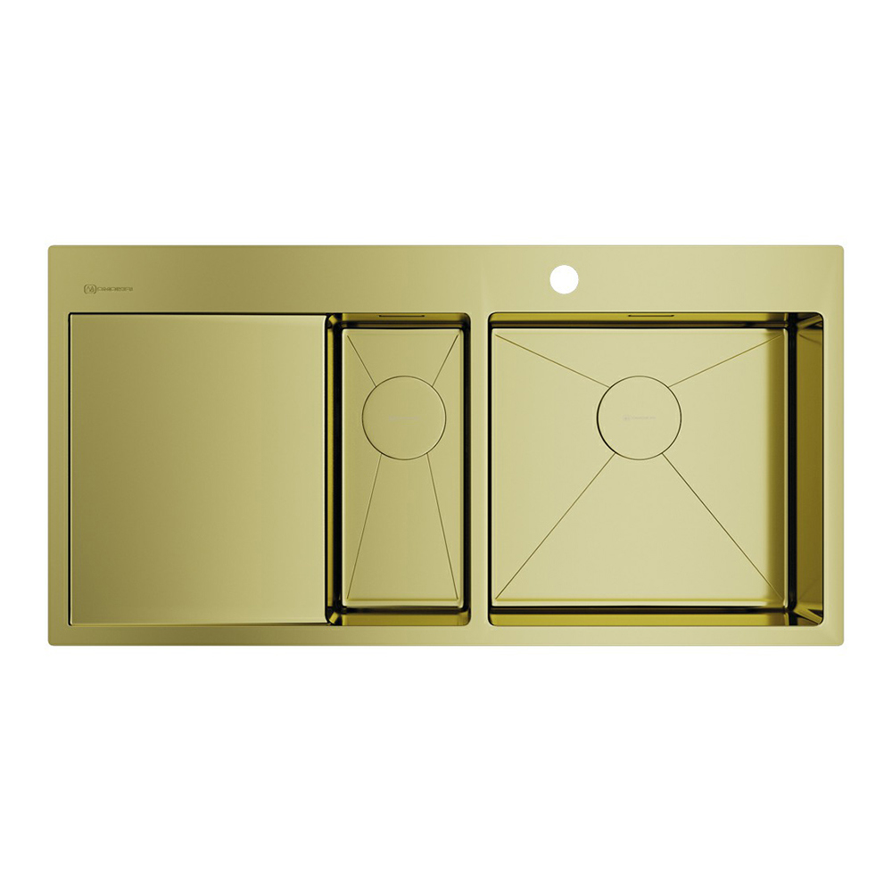 Изображение товара Кухонная мойка OMOIKIRI Akisame 100-2-LG-R 100x51см нержавеющая сталь/светлое золото