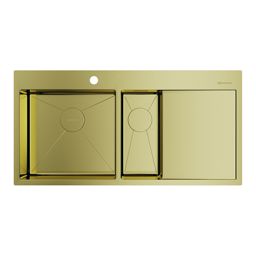 Изображение товара Мойка для кухни OMOIKIRI Akisame 100-2-LG-L: двойная чаша, PVD-покрытие