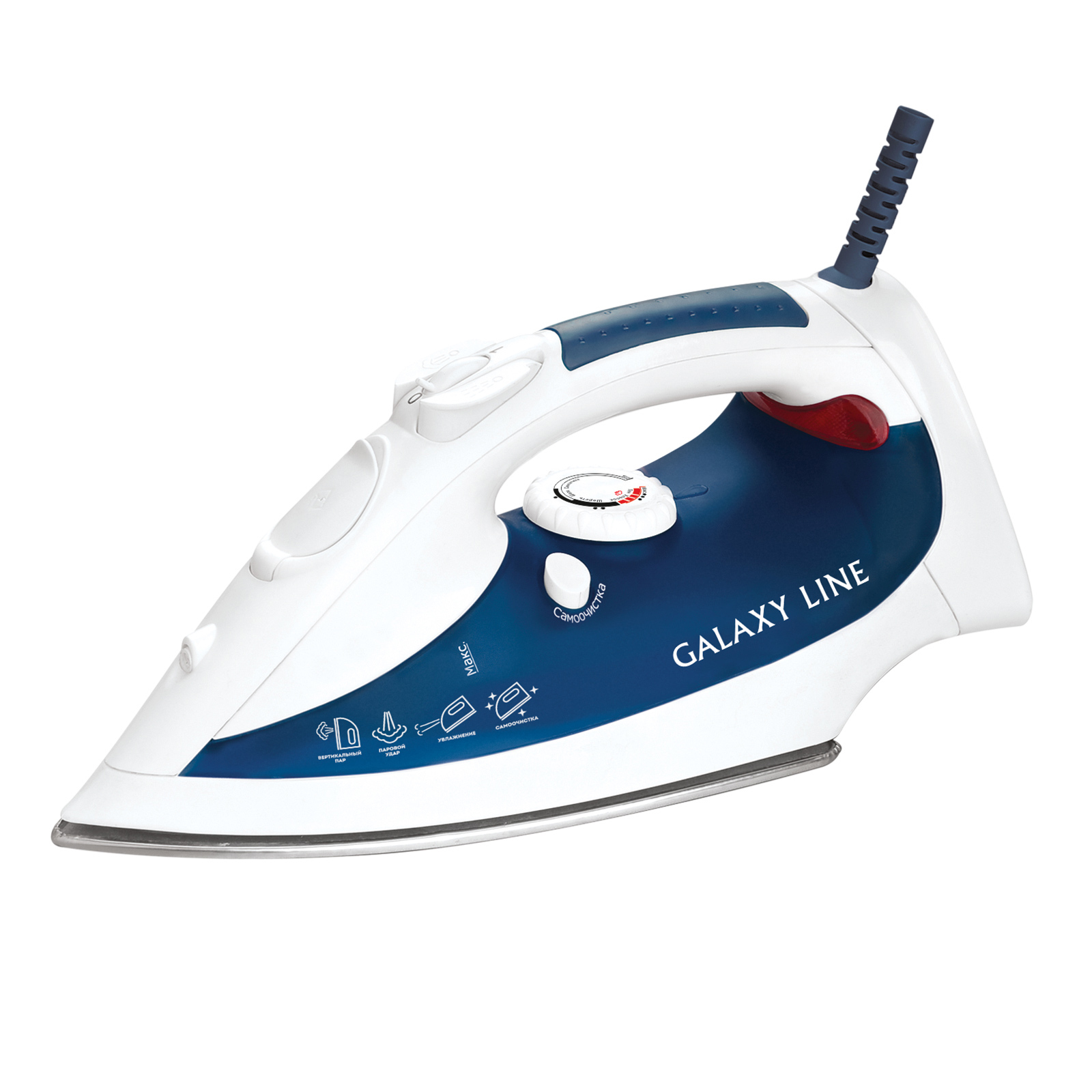 Изображение товара Утюг Galaxy line Gl6102 с функциями отпаривания и самоочистки, 2000 Вт, синий