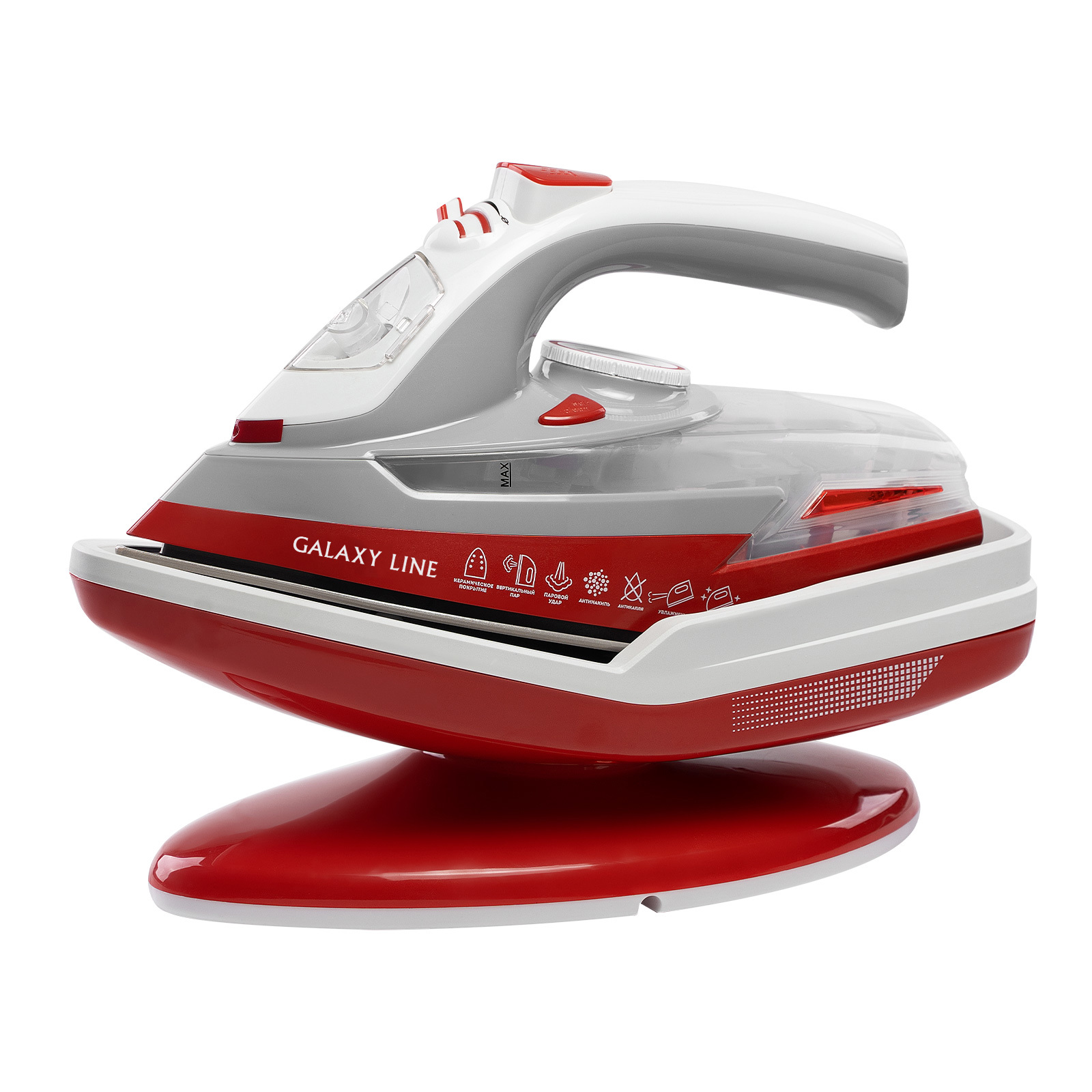 Изображение товара Беспроводной утюг Galaxy line Gl6150 красный с мощностью 2200 Вт
