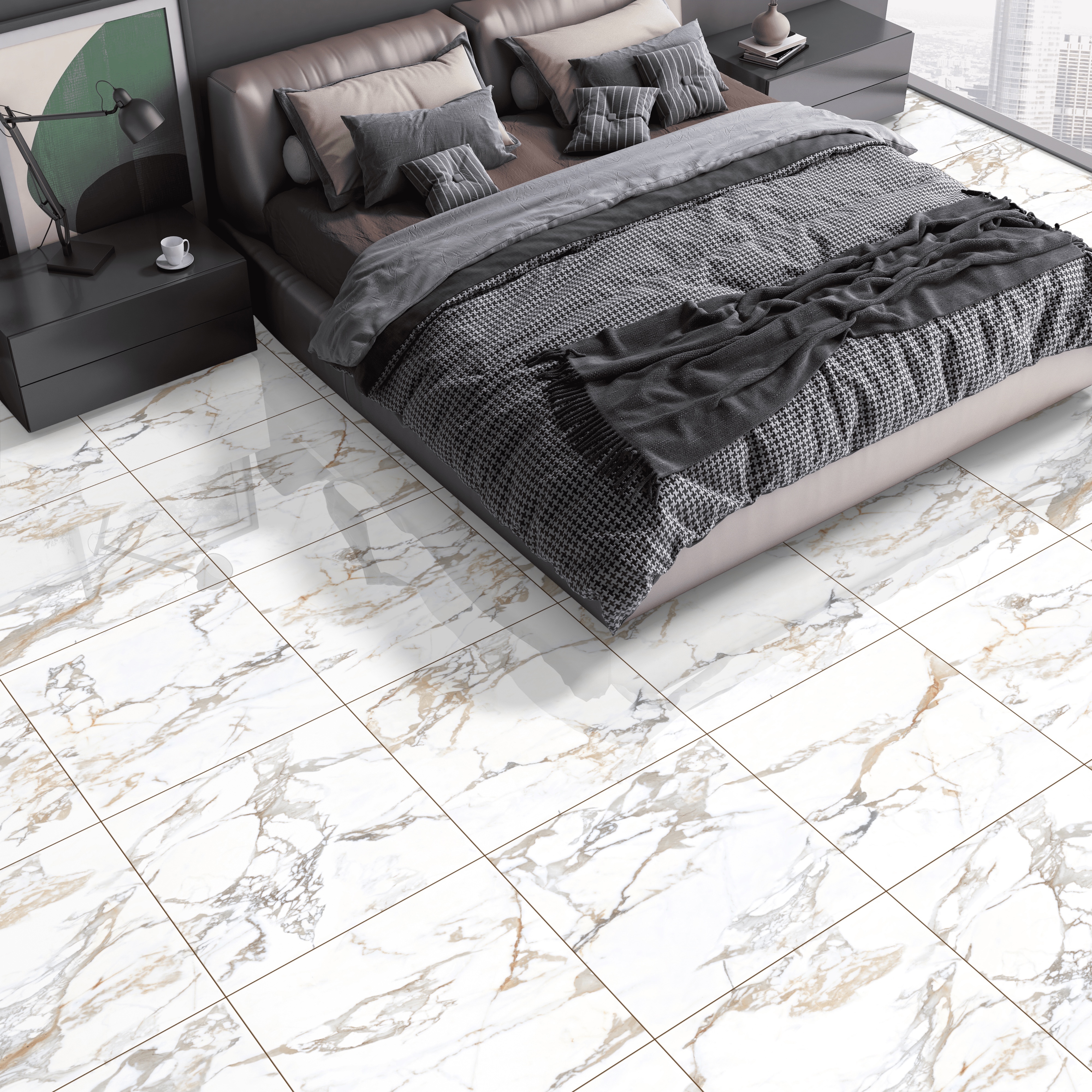 Изображение товара Керамогранит Italian Statuario 60x60 см белый полированный для внутренней и наружной отделки