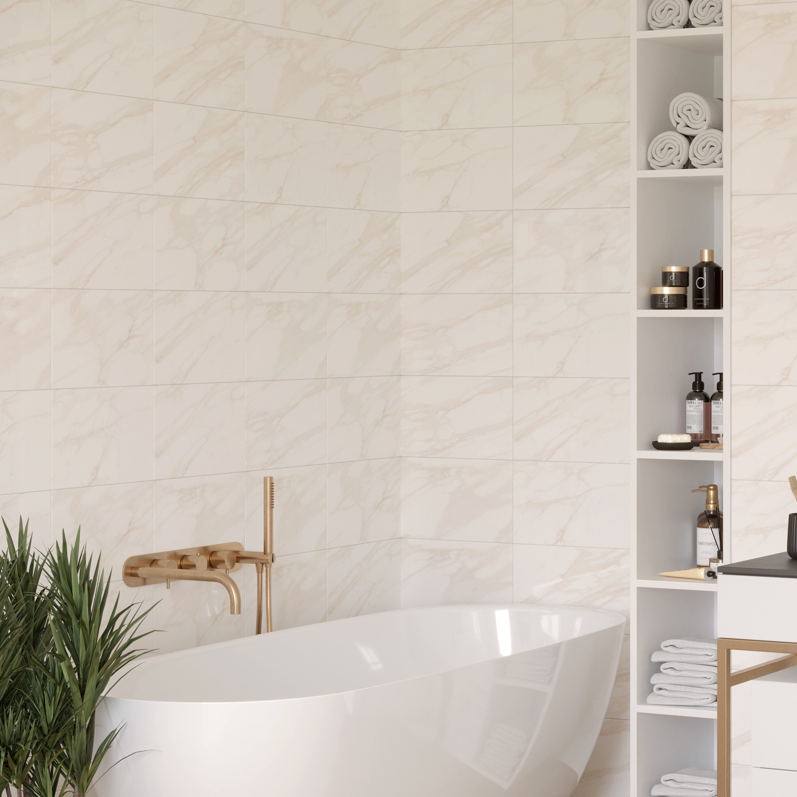 Изображение товара Плитка настенная Unitile Таврида 25х40 см 1.4 м2 белый мрамор