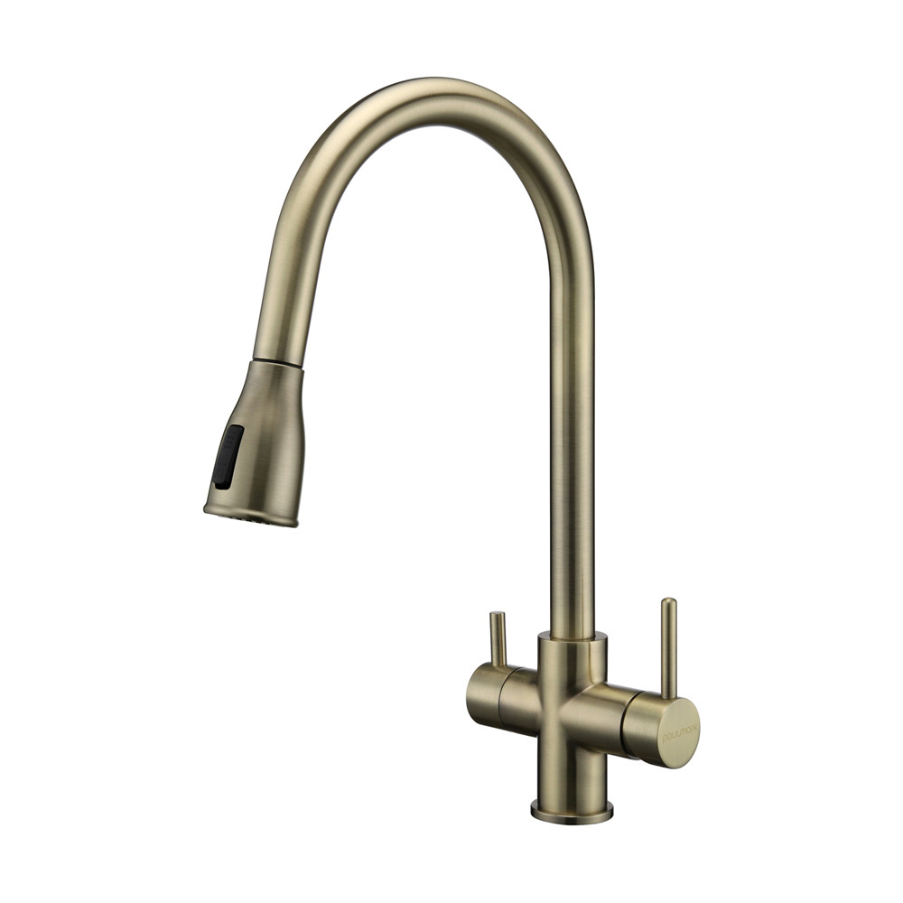 Изображение товара Современный однорычажный кухонный смеситель Paulmark La214212 с выдвижной лейкой