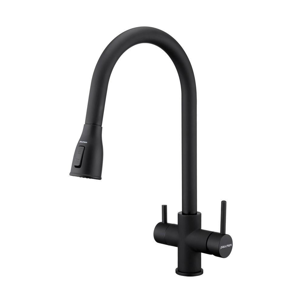 Изображение товара Смеситель для кухни Paulmark Lange La214212 выдвижной антрацит 21 см