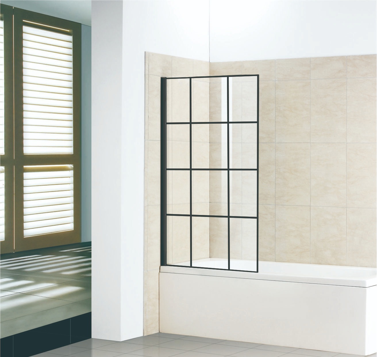 Изображение товара Ширма на ванну Screen 77.7x140 см шелкография профиль черный