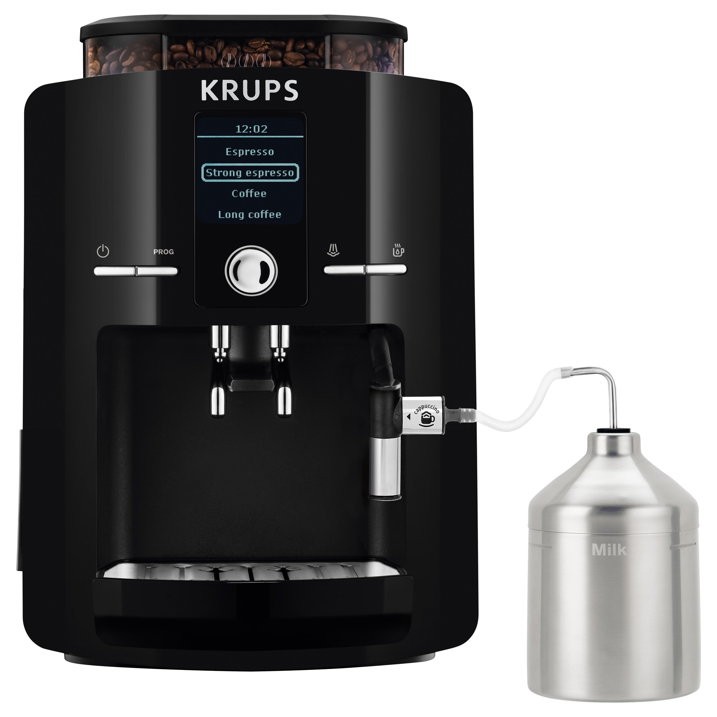 Изображение товара Электрическая кофемашина Krups EA8250 LCD с капучинатором 24х36х32.6 см черная