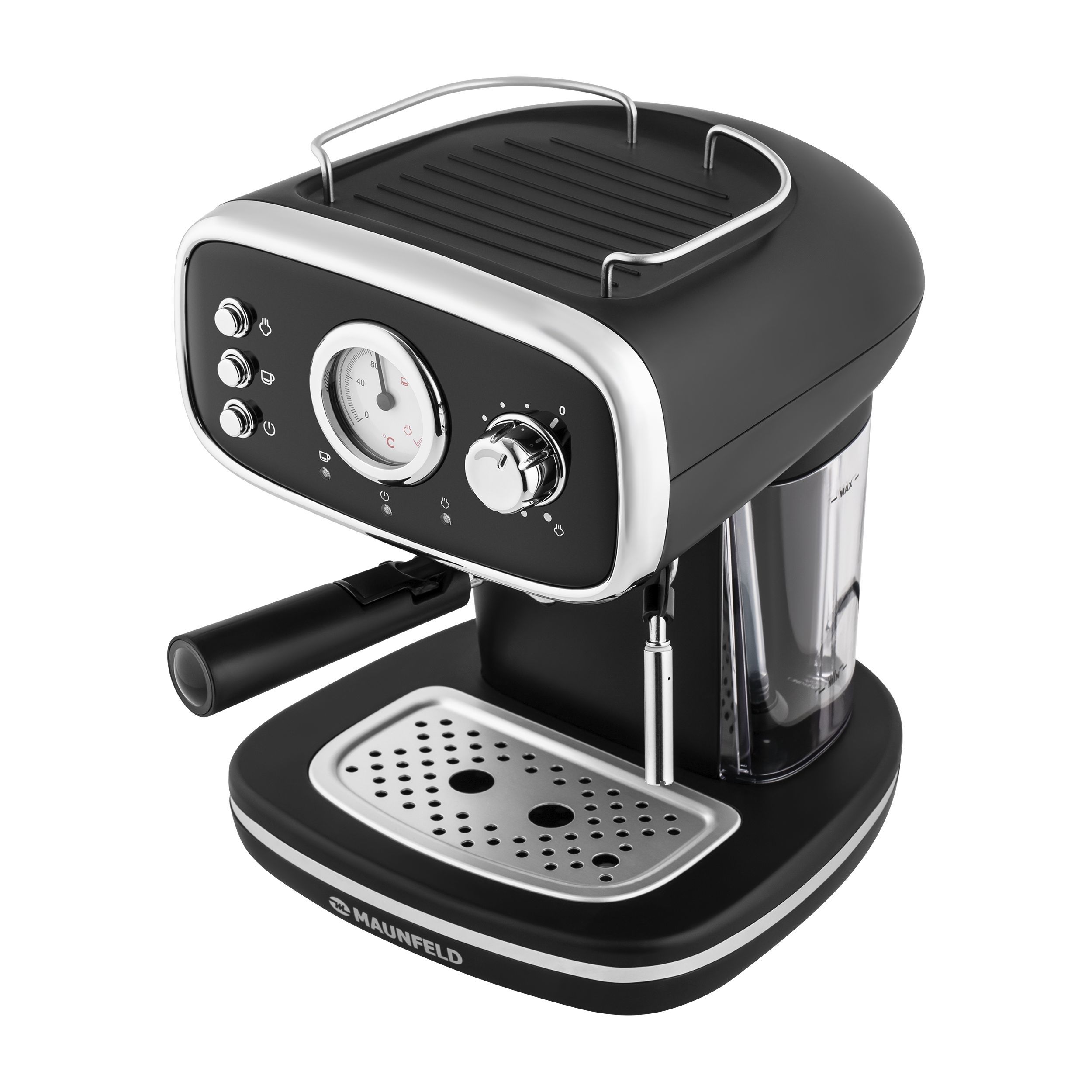 Изображение товара Рожковая кофеварка Maunfeld 1100 Вт 15 бар ретро стиль черная