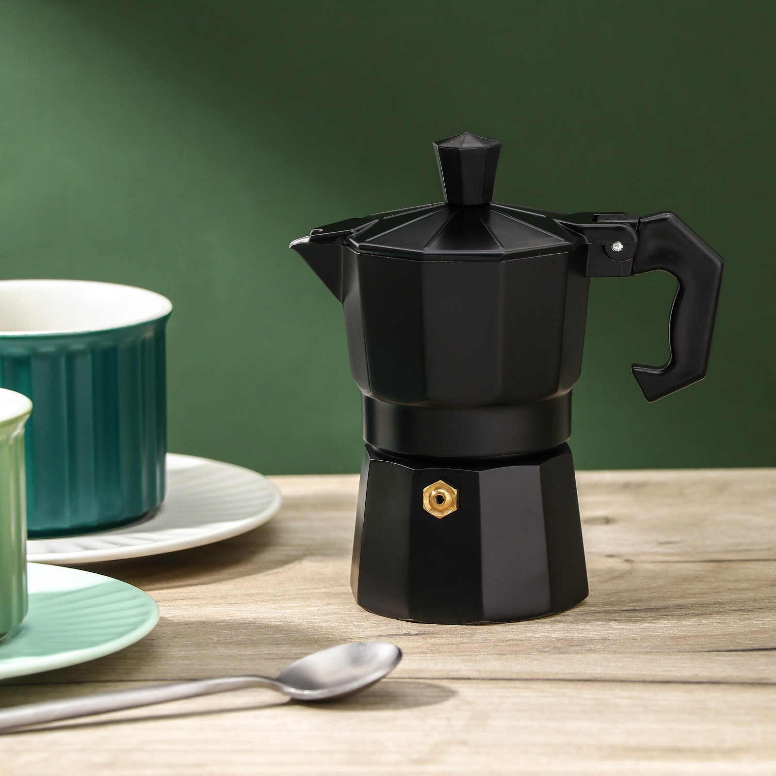 Изображение товара Гейзерная кофеварка Доляна Alum black 50 мл для одного человека