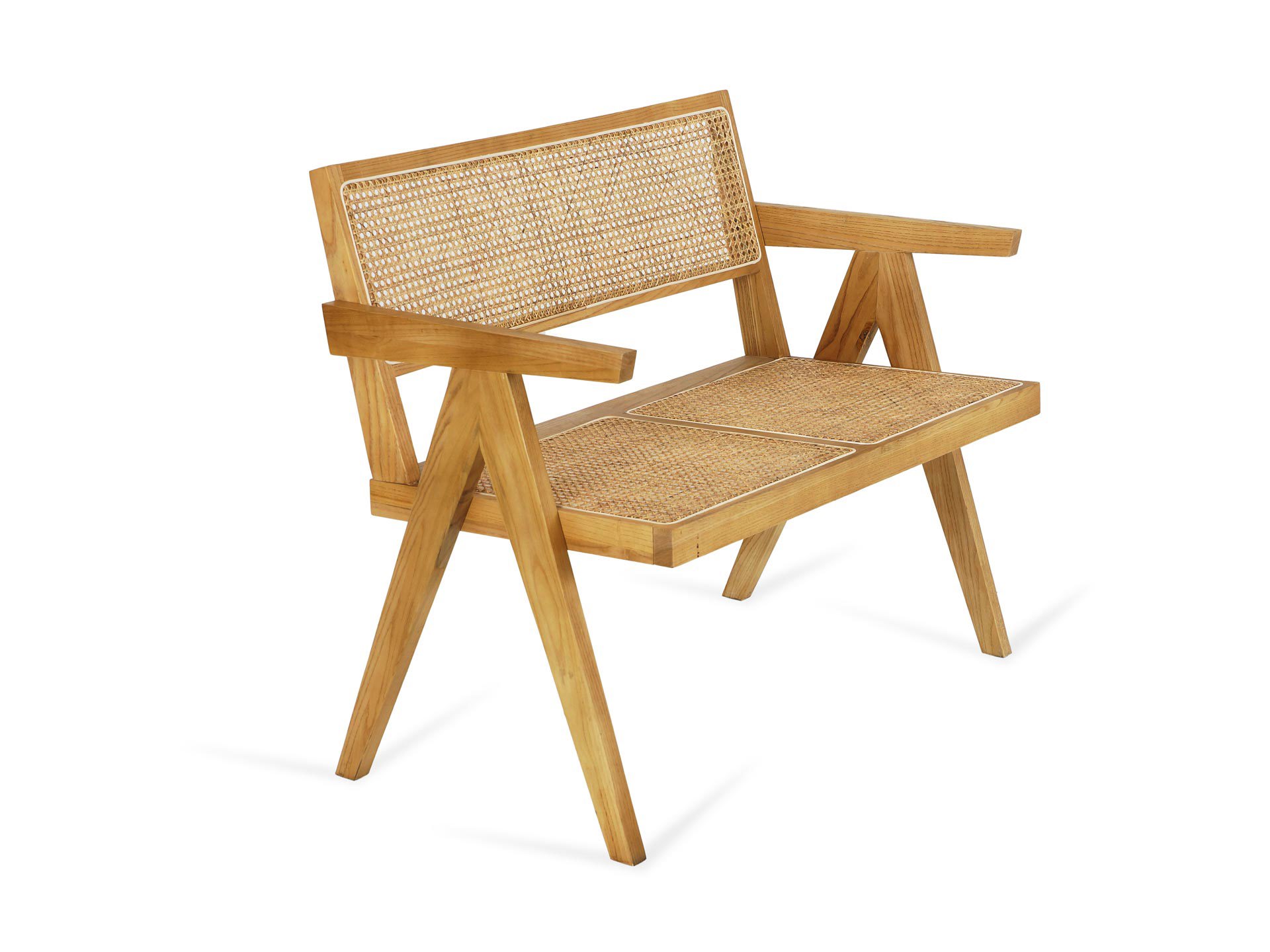 Изображение товара Садовая скамья из дерева и ротанга 2 места Бежевый Baltimore ОГОГО ОБСТАНОВОЧКА!