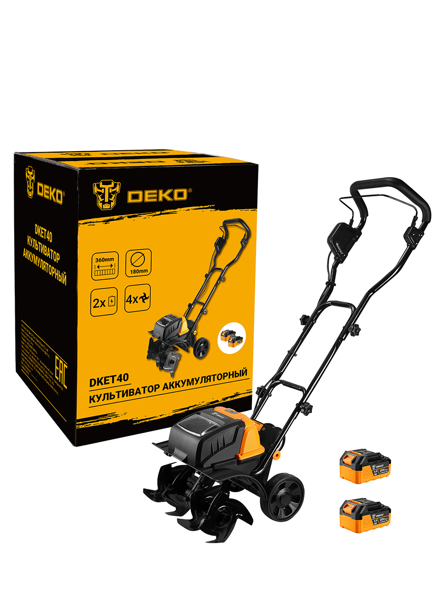 Изображение товара Культиватор аккумуляторный DEKO DKET40 с 2 аккумуляторами 20В