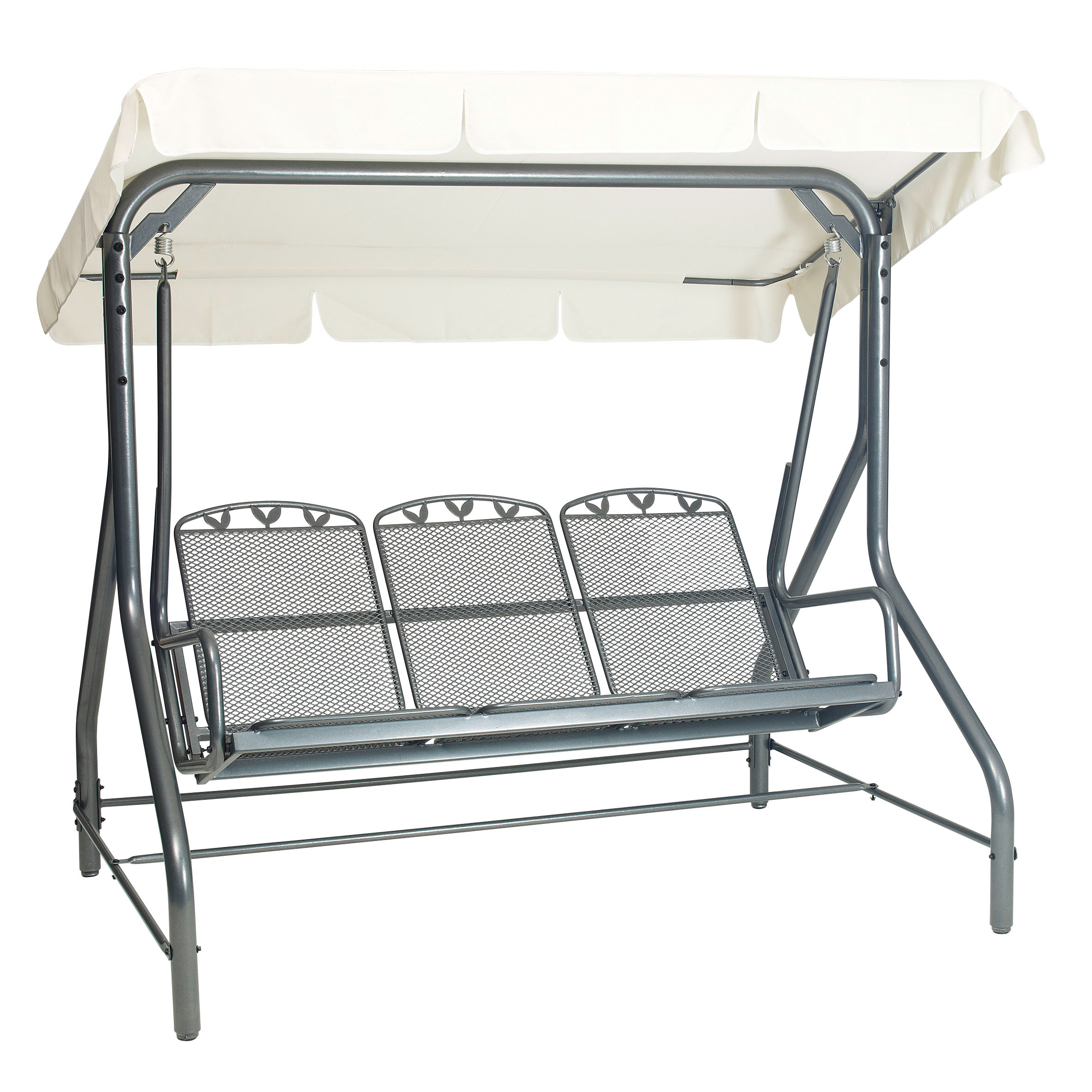 Изображение товара Качели садовые GREEMOTION Toulouse 3-местные с тентом до 280 кг серые