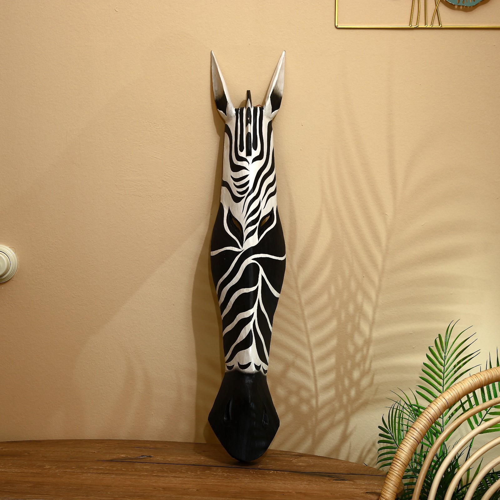 Изображение товара Панно маска интерьерная "Зебра" чёрно-белая 100 см