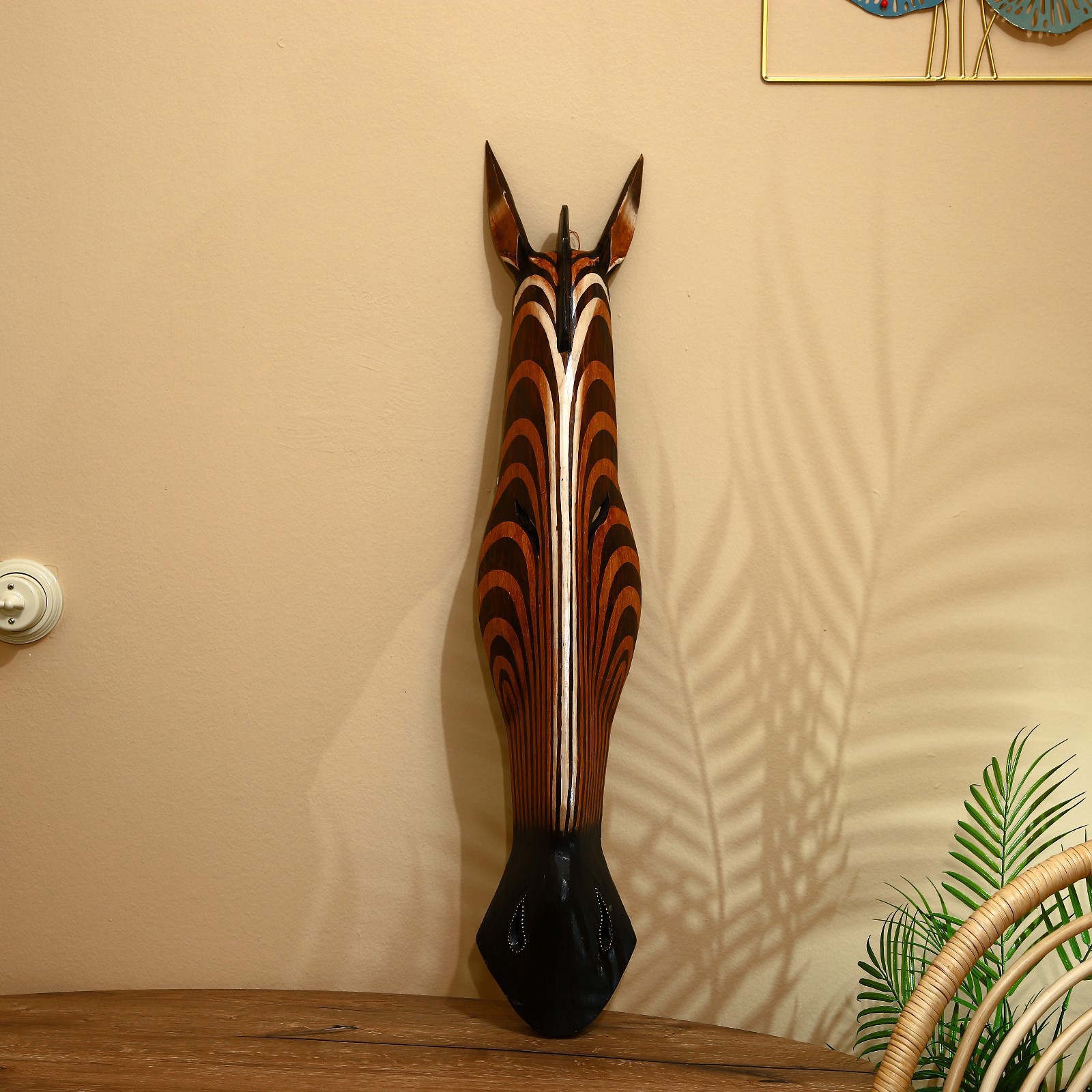 Изображение товара Панно маска интерьерная "Зебра" 100 см — ручная работа из дерева