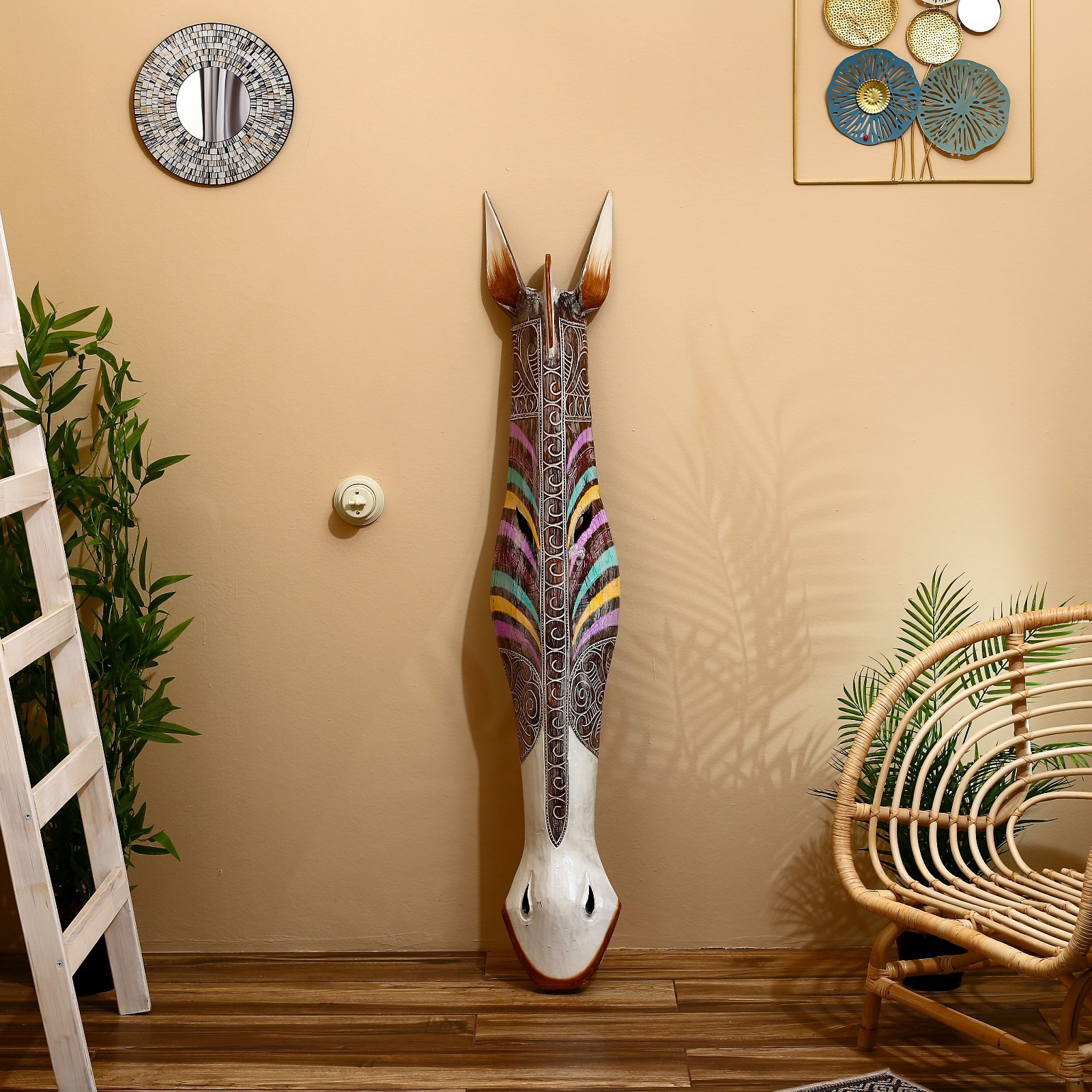 Изображение товара Панно маска интерьерная "Зебра" трёхцветные полосы, 150 см