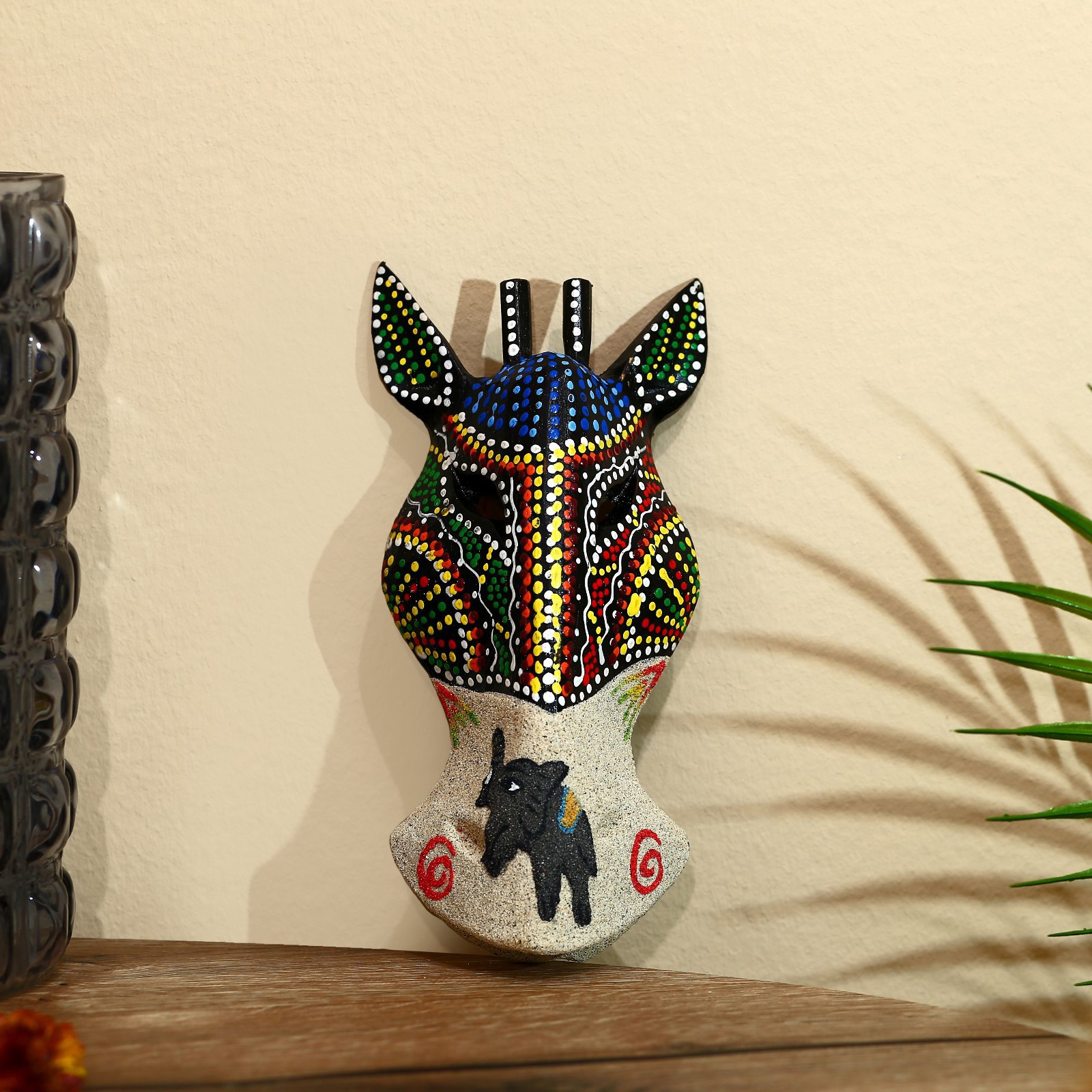 Изображение товара Панно-жираф со слоником, ручная работа 19x9x4 см