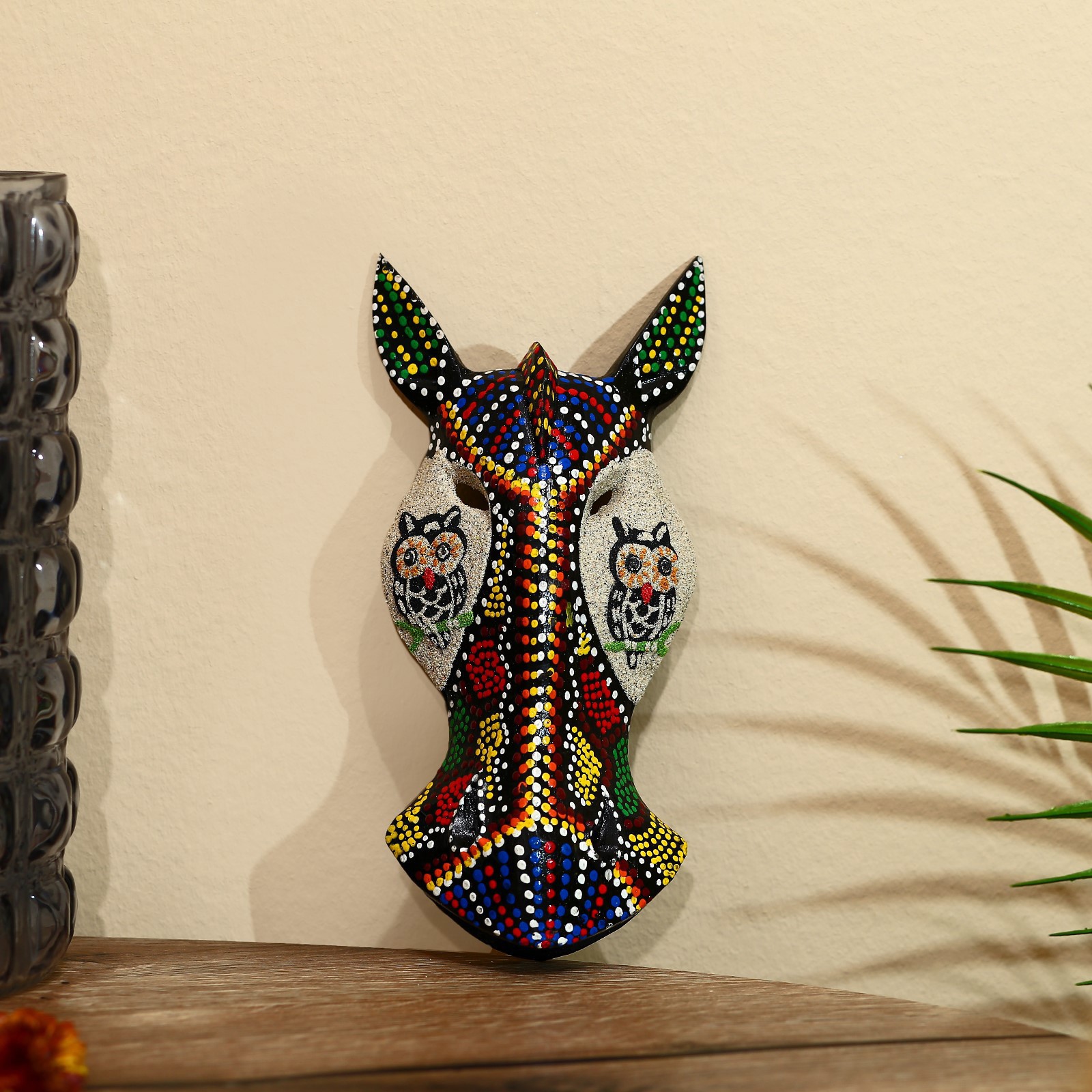 Изображение товара Панно маска интерьерная "Зебра" с совушками, 19x9x4 см