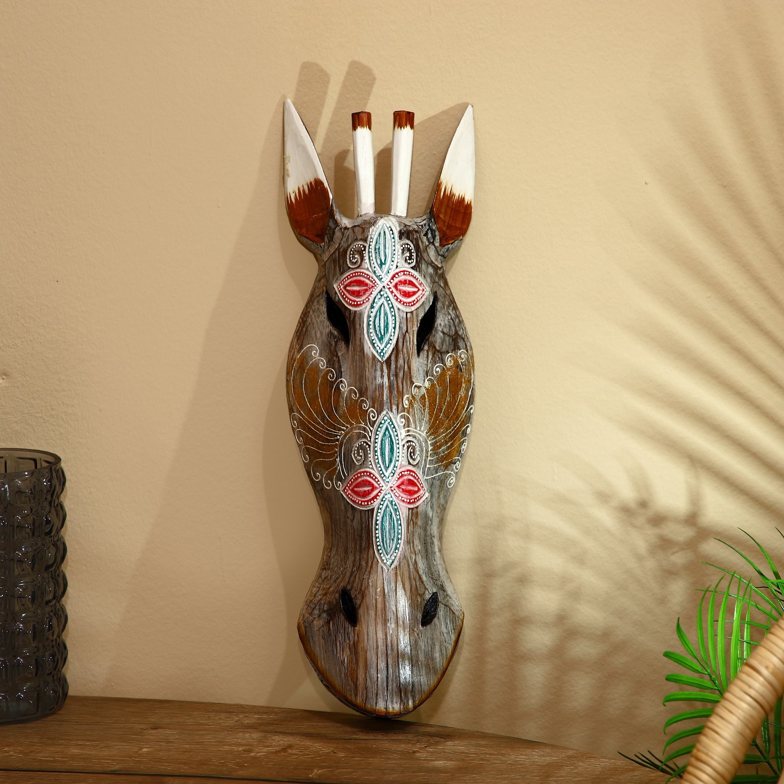 Изображение товара Панно маска интерьерная "Жираф" с цветами, 50 см