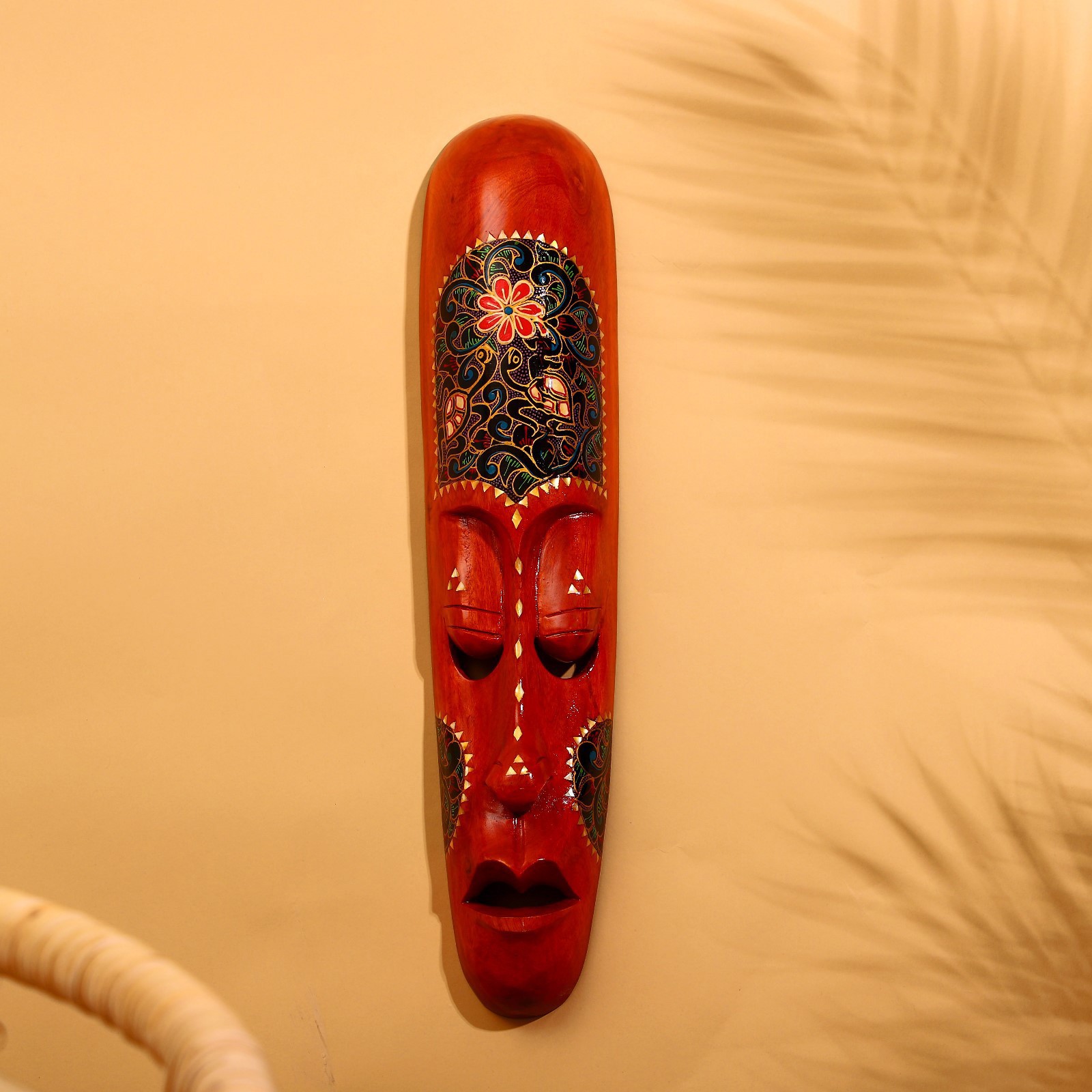 Изображение товара Панно маска настенная "Ломбок стайл" чёрные узоры, 50x12x6 см