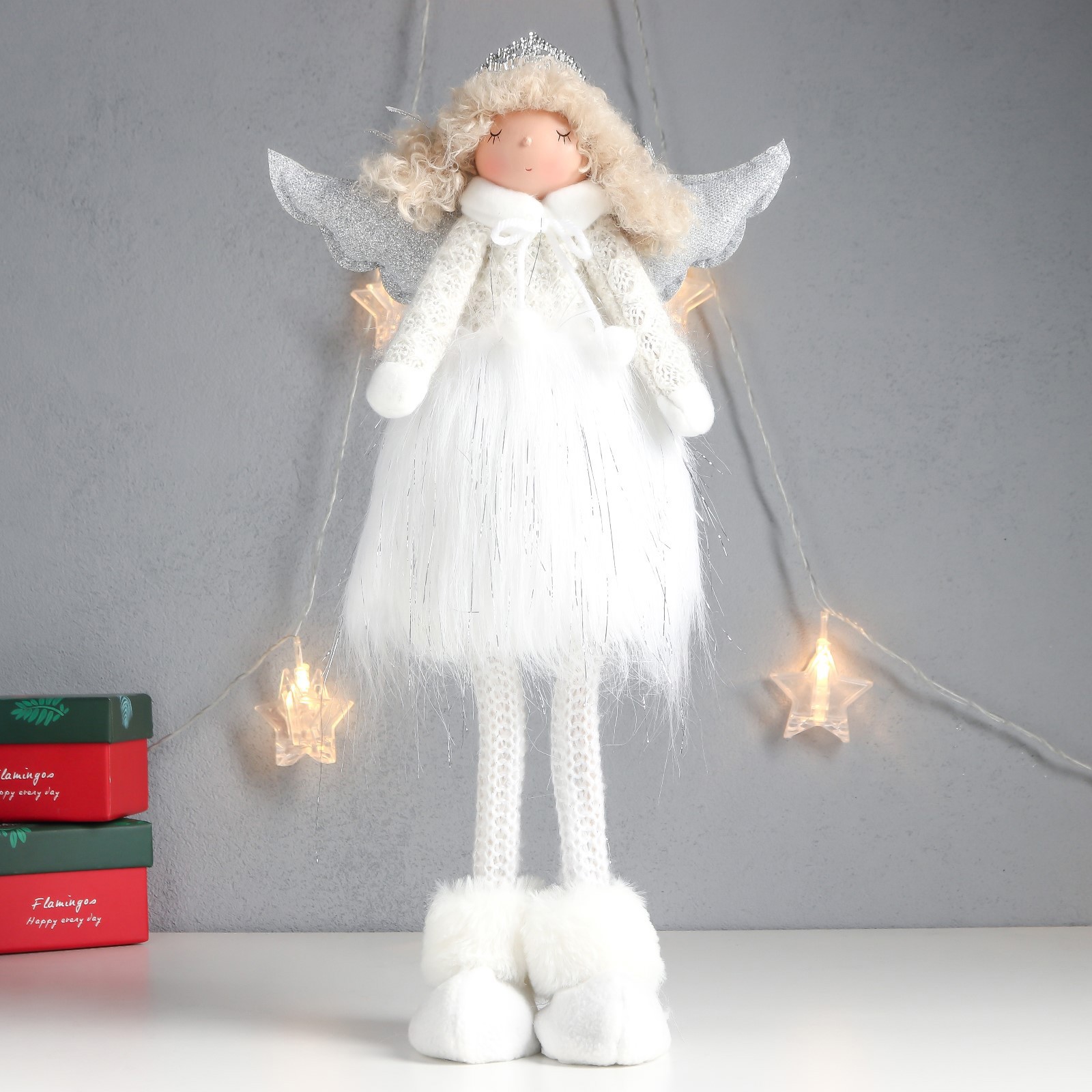 Изображение товара Кукла интерьерная "Ангелочек-принцесса с кудряшками, в белом" 41x20x12 см