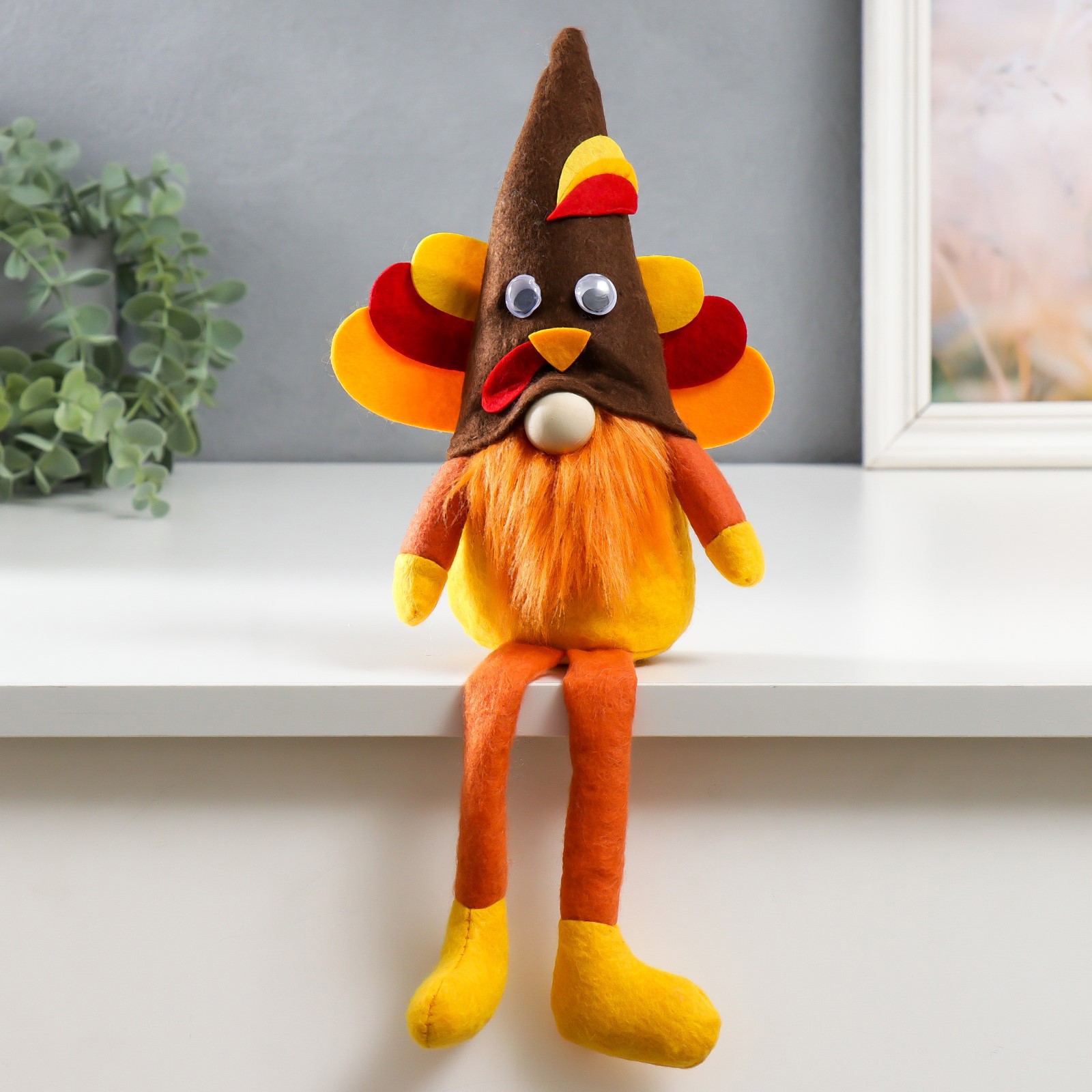 Изображение товара Интерьерная кукла-гном в костюме петуха 38 см