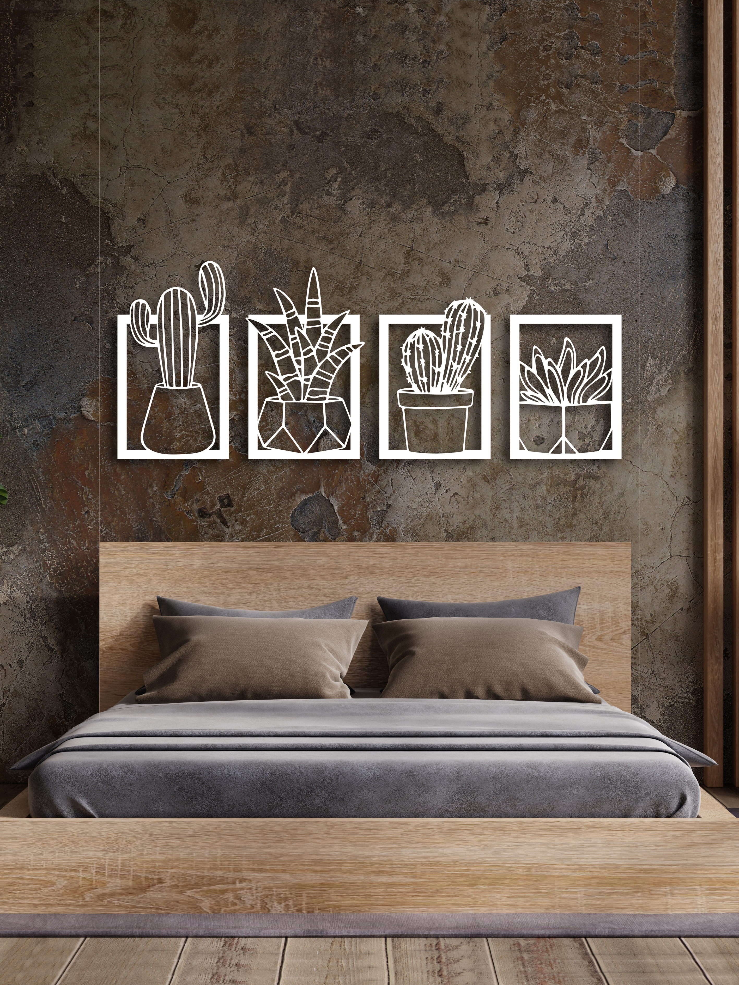 Изображение товара Панно ARTCORE Кактусы Белый Фанера 100x兀 Изображение товара Панно ARTCORE Кактусы Белый Фанера 100x兀