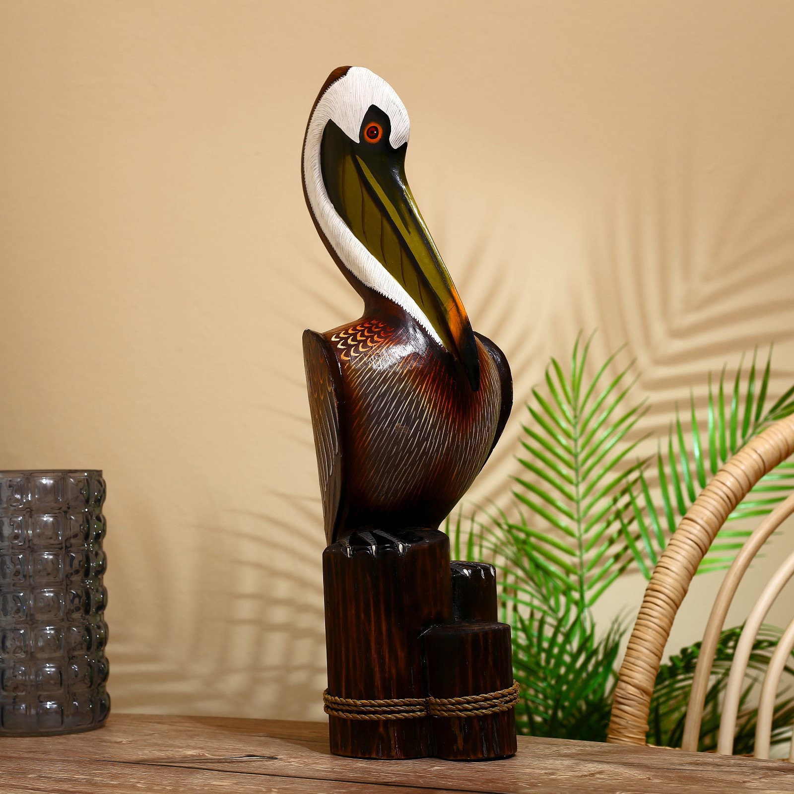 Изображение товара Интерьерный сувенир "Пеликан" коричневые пёрышки 50 см