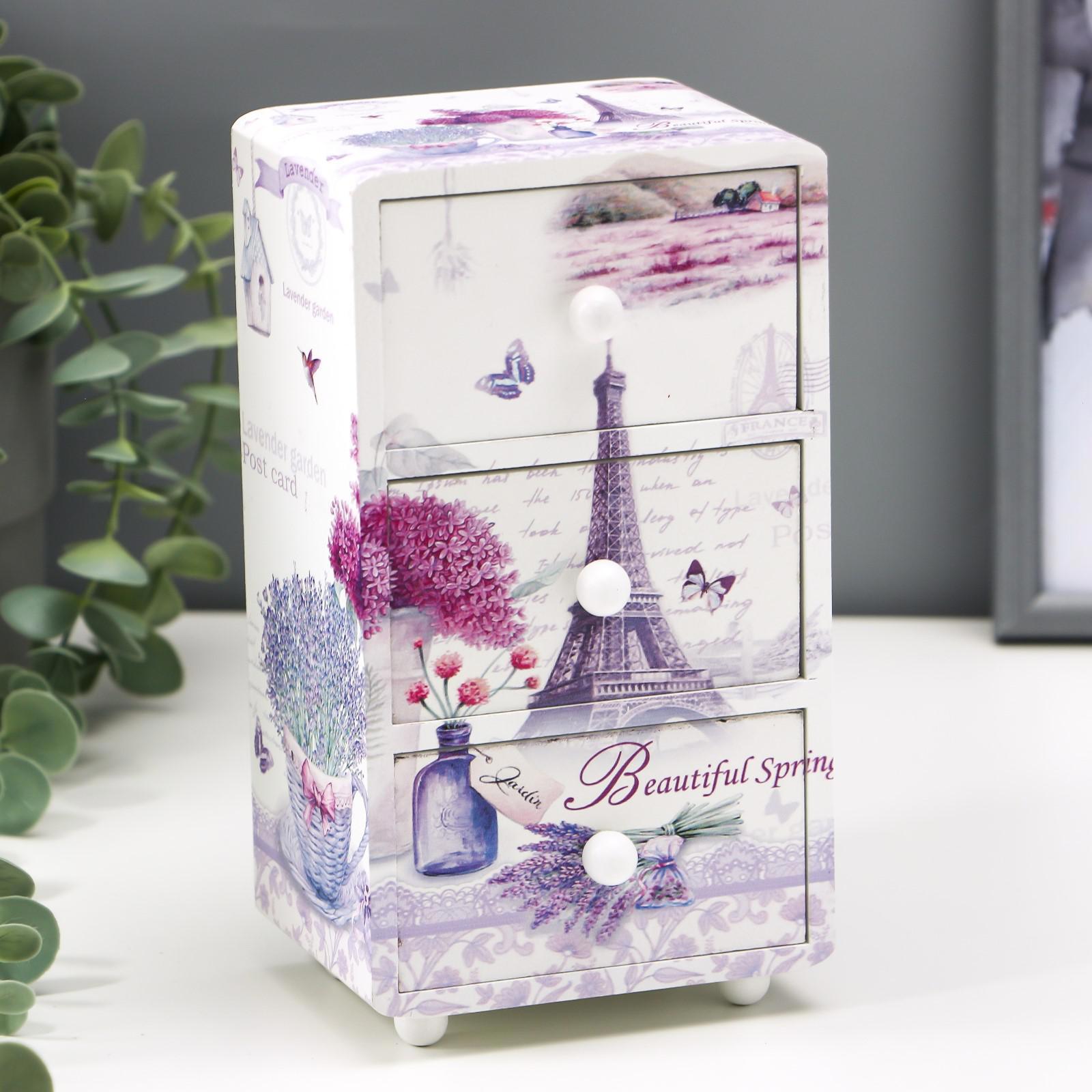 Изображение товара Шкатулка-комод SIMALAND Эйфелева башня и лаванда 19,5x11x8 см