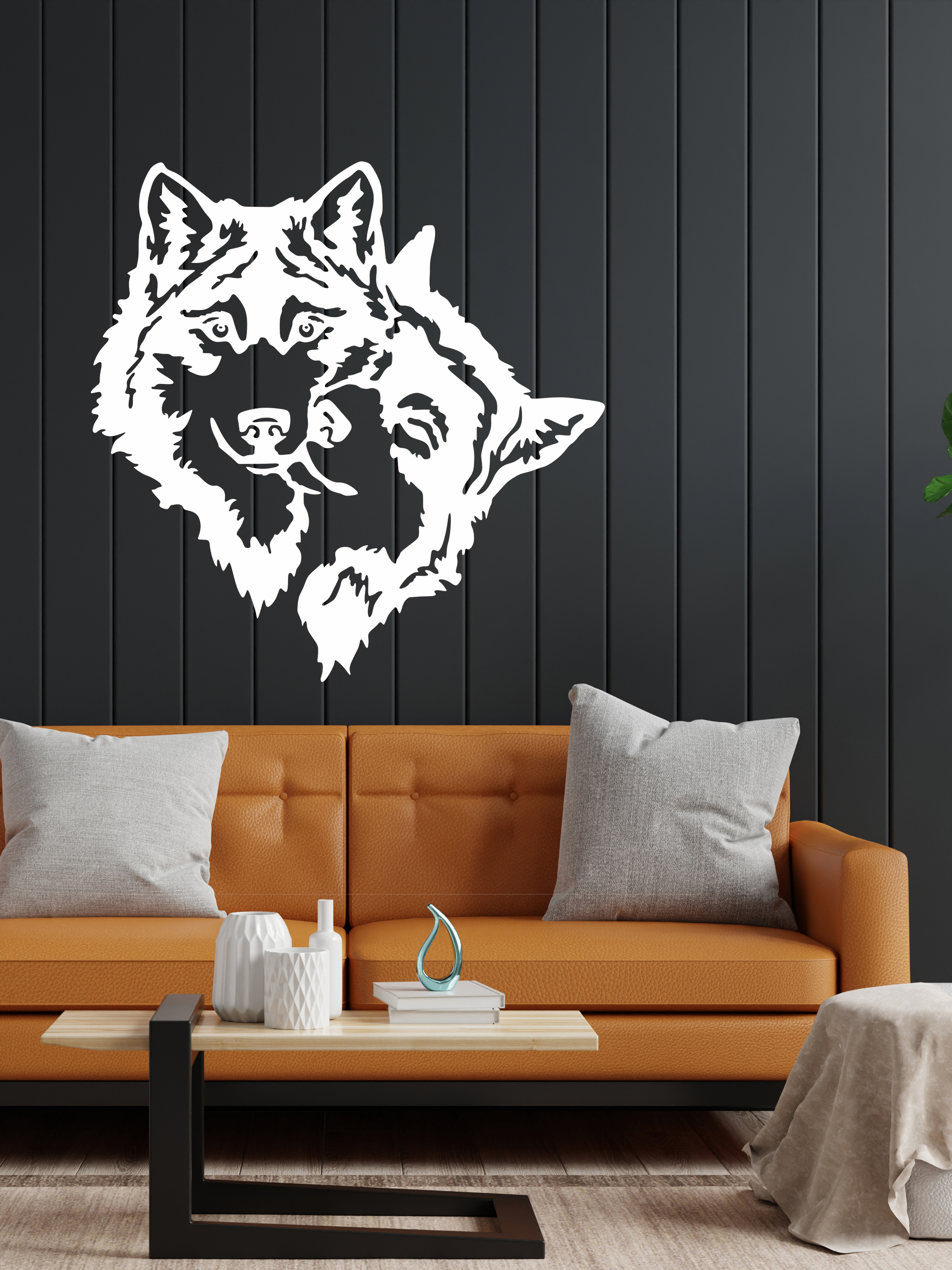 Изображение товара Декоративное деревянное панно ArtCore большое "Волки" цвет белый