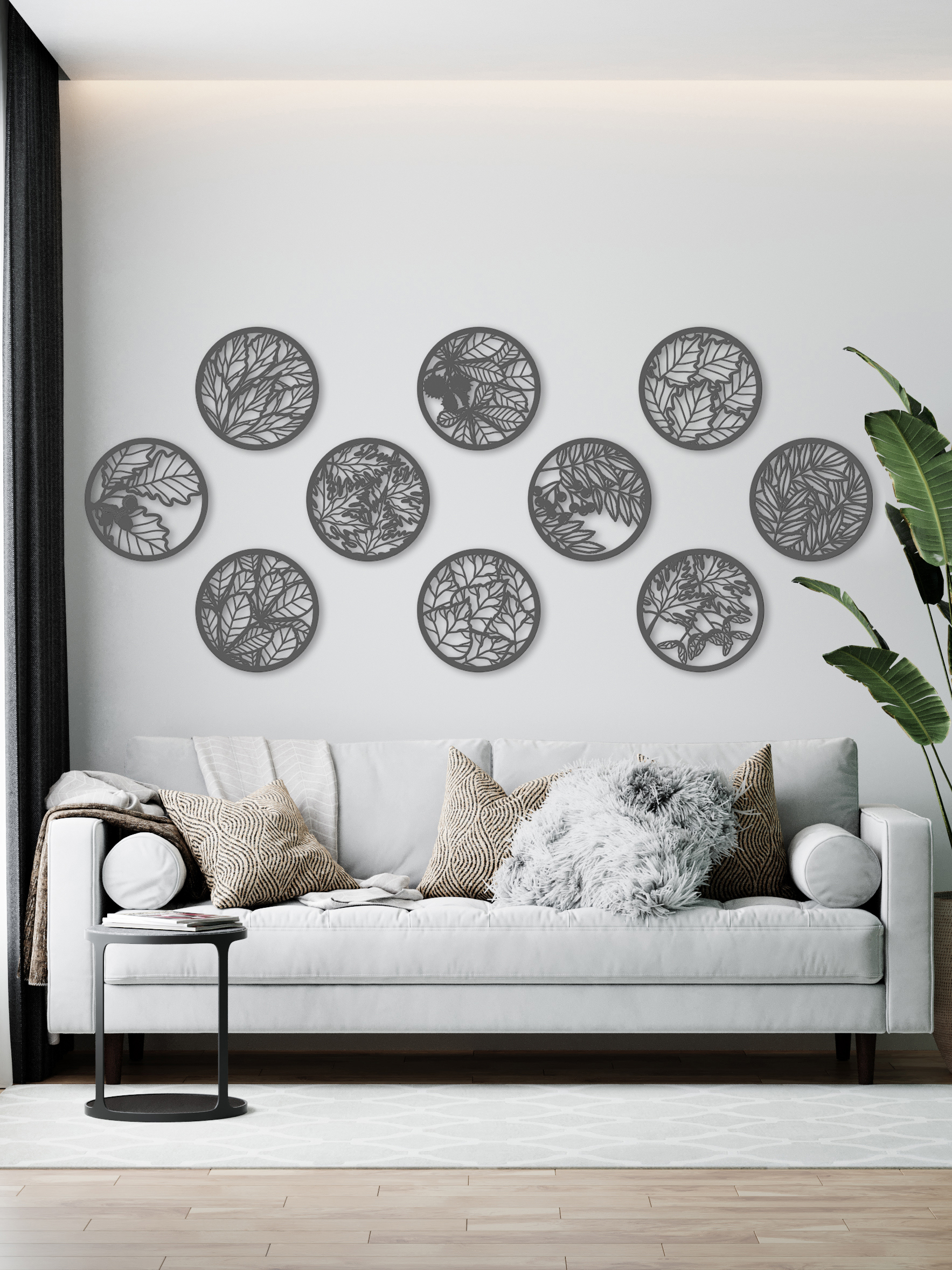 Изображение товара Декоративное деревянное панно ArtCore большое "Осень" цвет серый